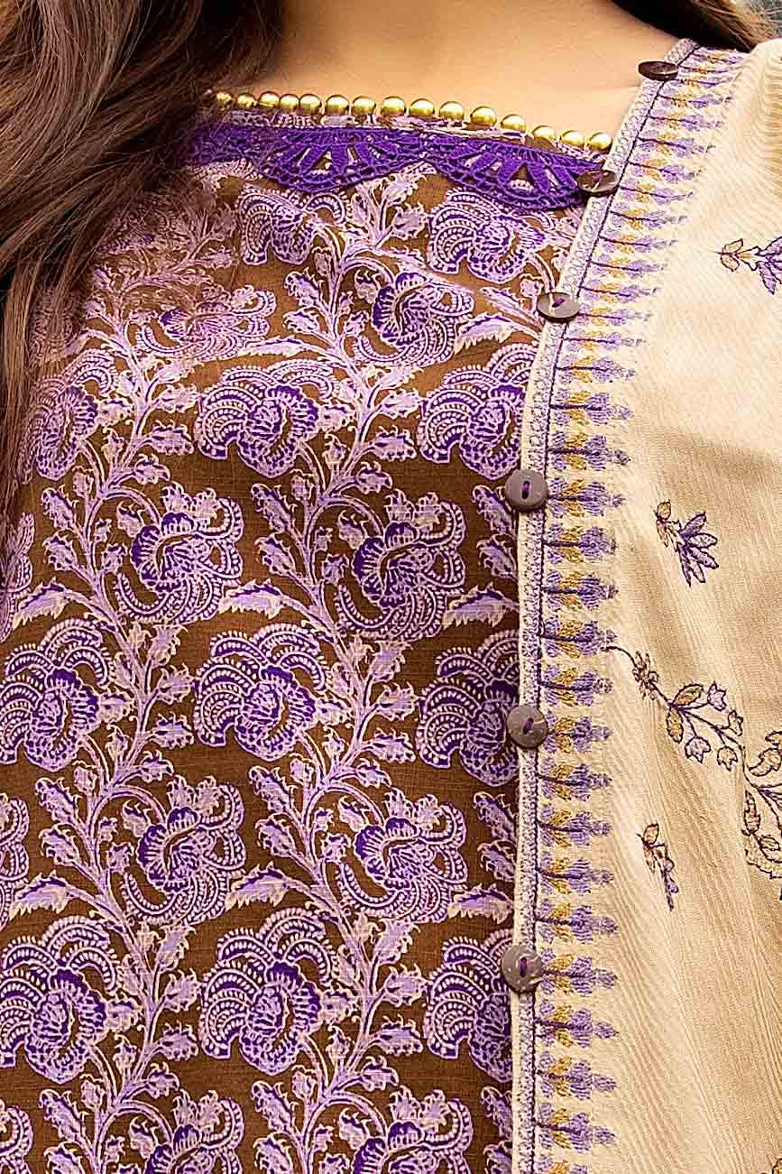 Gul Ahmed | Winter Collection 24 | Cotail Suit with Printed Twill Cotton Linen Dupatta CV-42009 by Gul Ahmed - Designer Dress - Type: Ladies Clothes - Available at Libayah - 100% Original