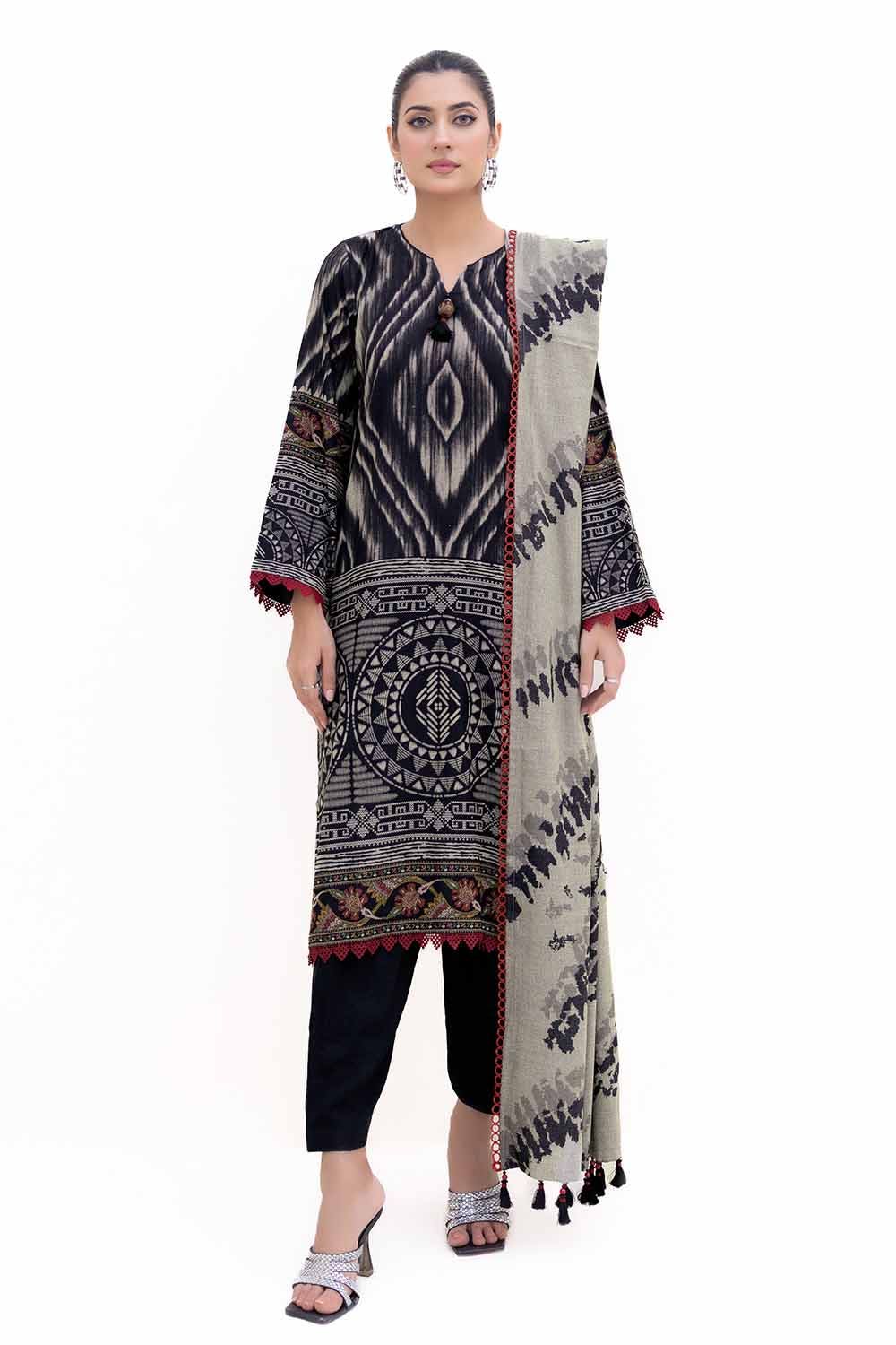 Gul Ahmed | Winter Collection 24 | Dhanak Suit DH-42004 by Gul Ahmed - Designer Dress - Type: Ladies Clothes - Available at Libayah - 100% Original