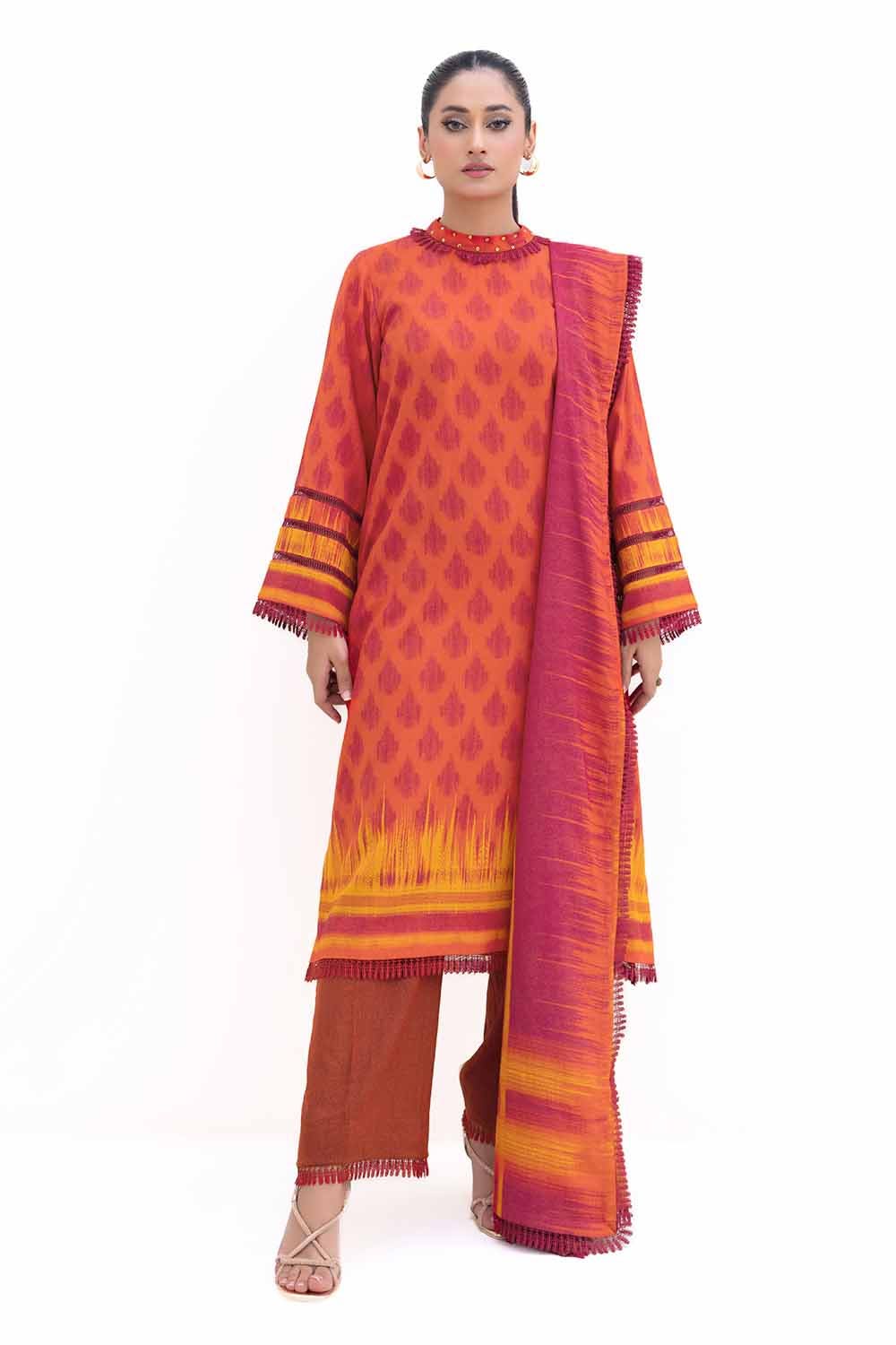 Gul Ahmed | Winter Collection 24 | Dhanak Suit DH-42007 by Gul Ahmed - Designer Dress - Type: Ladies Clothes - Available at Libayah - 100% Original