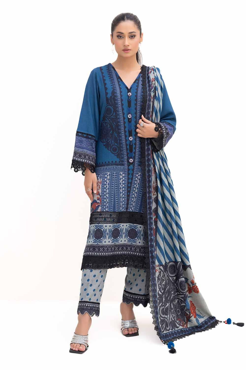 Gul Ahmed | Winter Collection 24 | Dhanak Suit DH-42009 by Gul Ahmed - Designer Dress - Type: Ladies Clothes - Available at Libayah - 100% Original
