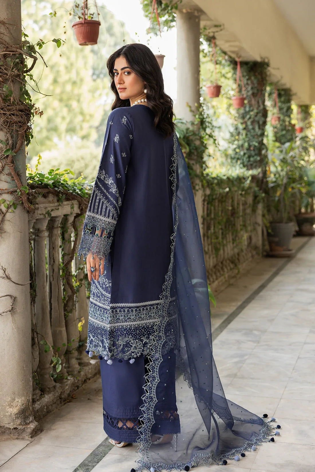 Farasha | Bahaar Embroidered Lawn | Blue Ochre by Farasha - Designer Dress - Type: Ladies Clothes - Available at Libayah - 100% Original