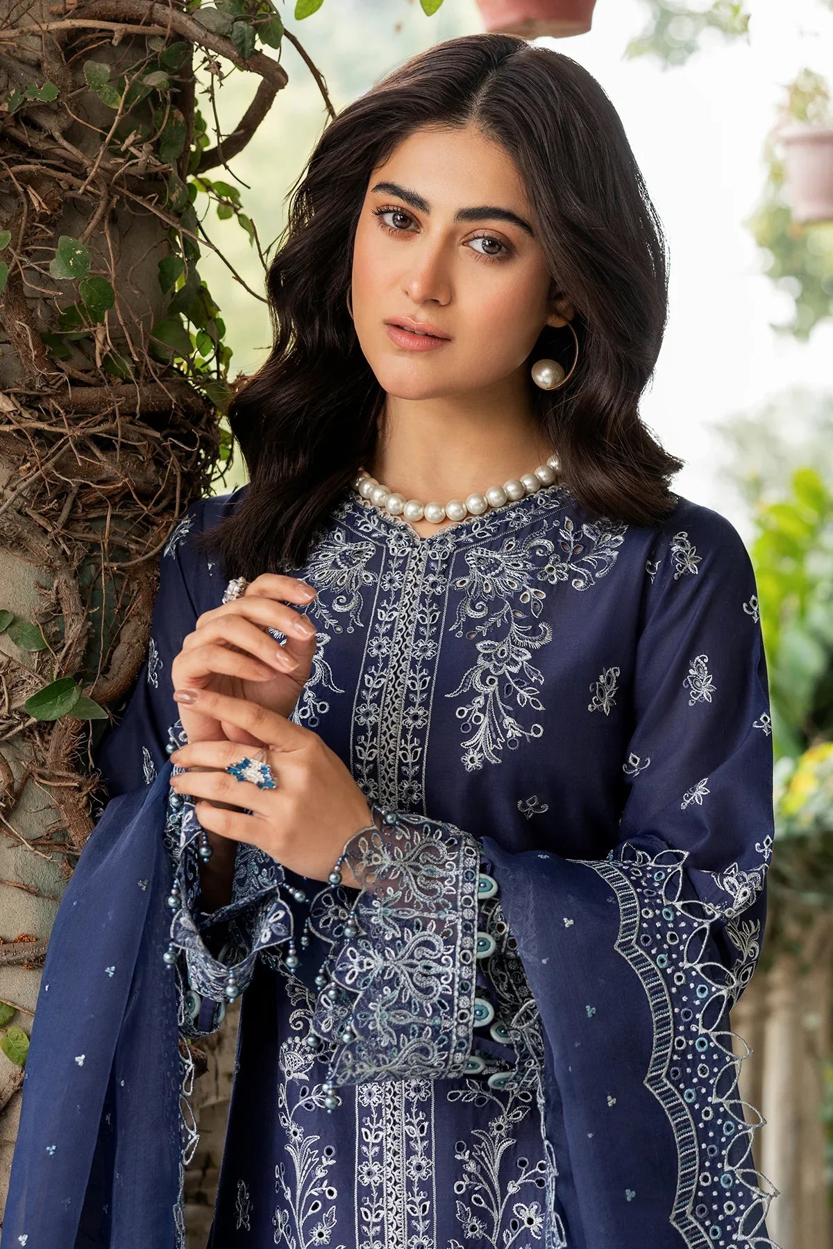 Farasha | Bahaar Embroidered Lawn | Blue Ochre by Farasha - Designer Dress - Type: Ladies Clothes - Available at Libayah - 100% Original