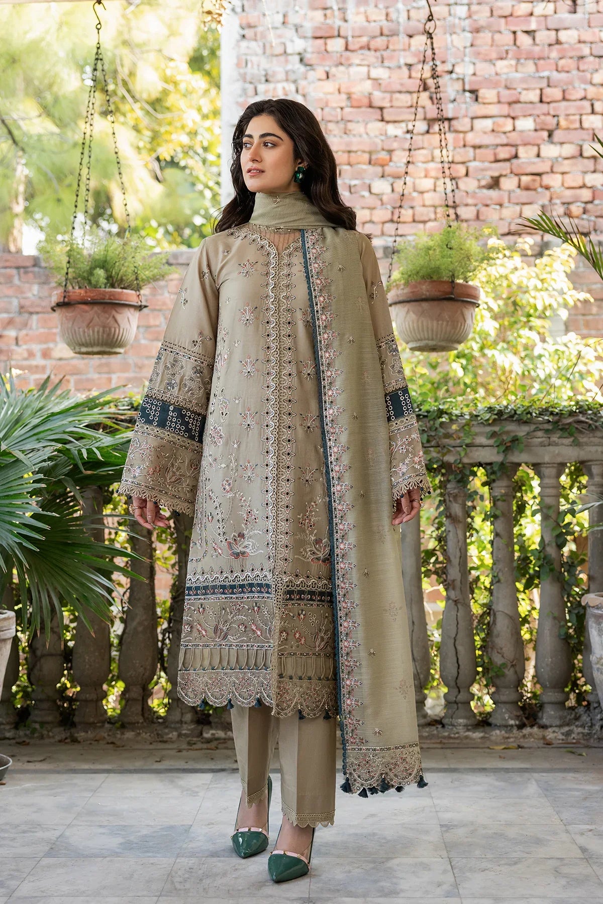 Farasha | Bahaar Embroidered Lawn | Whimsical Sage by Farasha - Designer Dress - Type: Ladies Clothes - Available at Libayah - 100% Original
