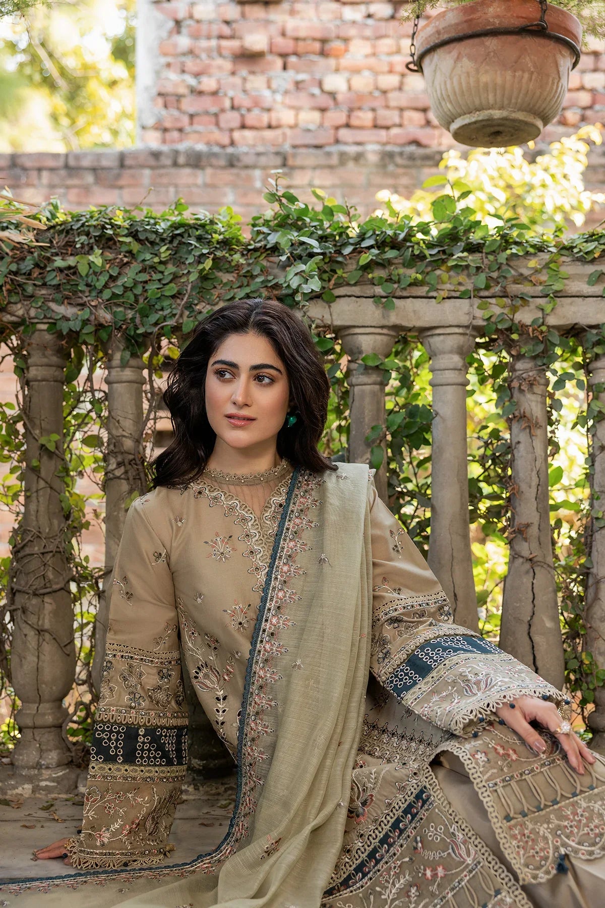 Farasha | Bahaar Embroidered Lawn | Whimsical Sage by Farasha - Designer Dress - Type: Ladies Clothes - Available at Libayah - 100% Original