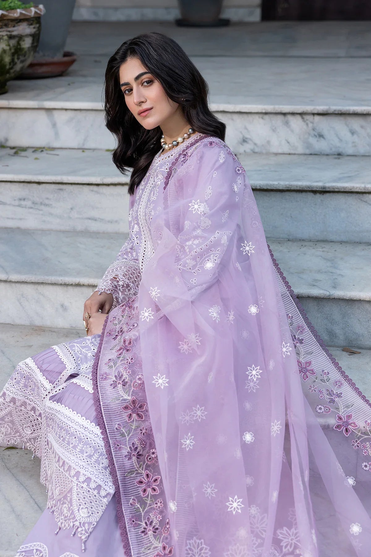 Farasha | Bahaar Embroidered Lawn | Lilac Florine by Farasha - Designer Dress - Type: Ladies Clothes - Available at Libayah - 100% Original