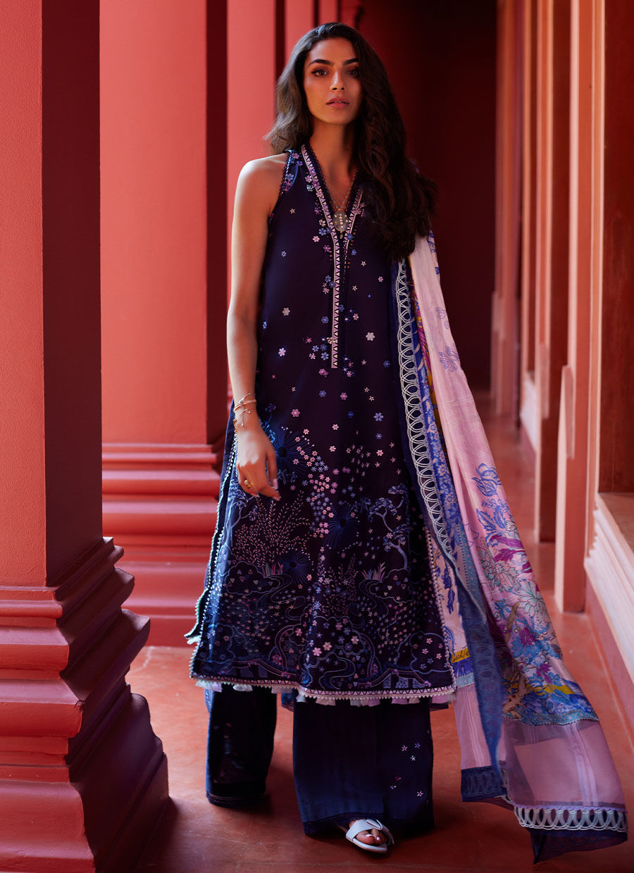 Farah Talib Aziz | Suay Lawn 24 | IZEA BLUE by Farah Talib Aziz - Designer Dress - Type: Ladies Clothes - Available at Libayah - 100% Original
