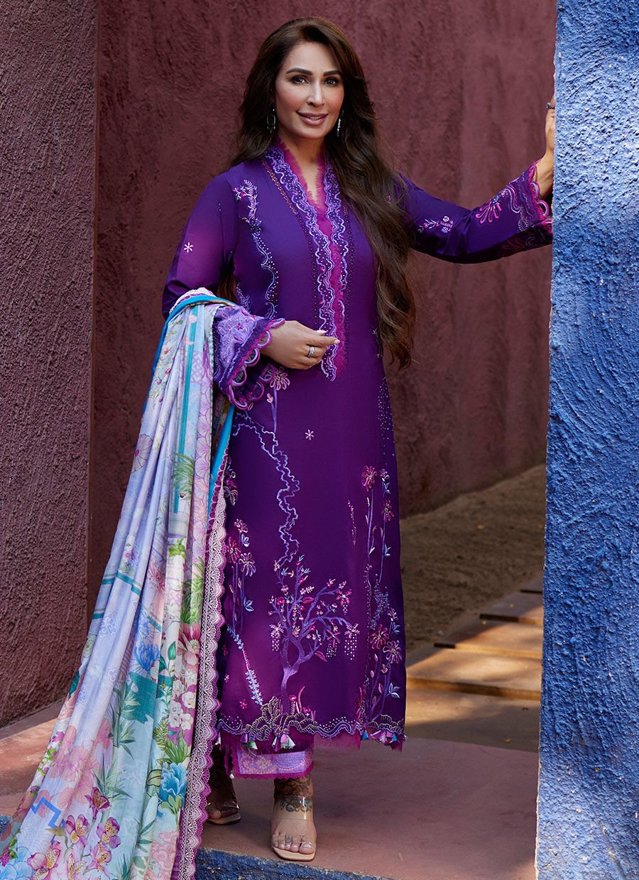 Farah Talib Aziz | Suay Lawn 24 | YURI PURPLE by Farah Talib Aziz - Designer Dress - Type: Ladies Clothes - Available at Libayah - 100% Original