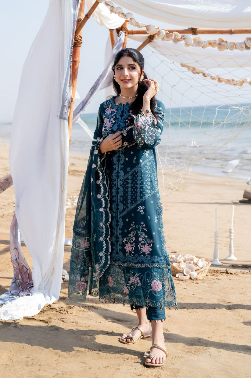 Aabyaan | Saagar Luxury Lawn 25 | ISHANA (AS-06) by Aabyaan - Designer Dress - Type: Ladies Clothes - Available at Libayah - 100% Original