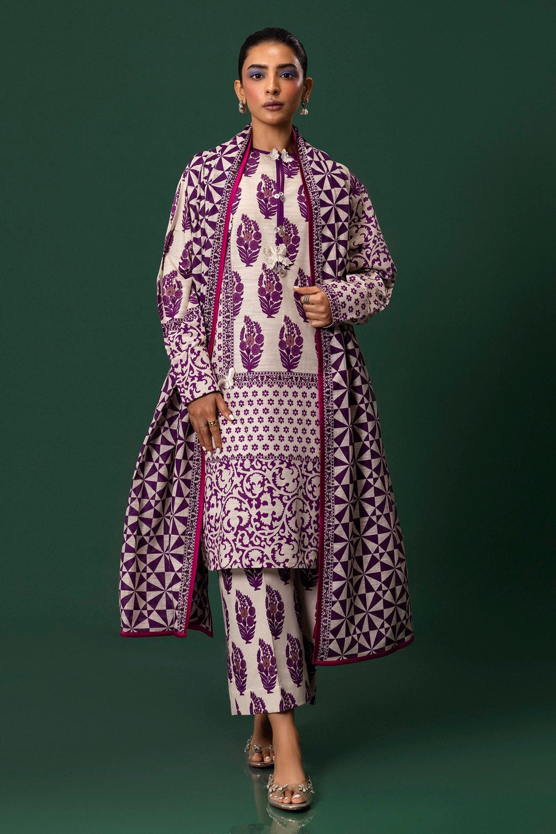 Sana Safinaz | Mahay Winter 24 | H243-009A-3CQ by Sana Safinaz - Designer Dress - Type: Luxury - Available at Libayah - 100% Original