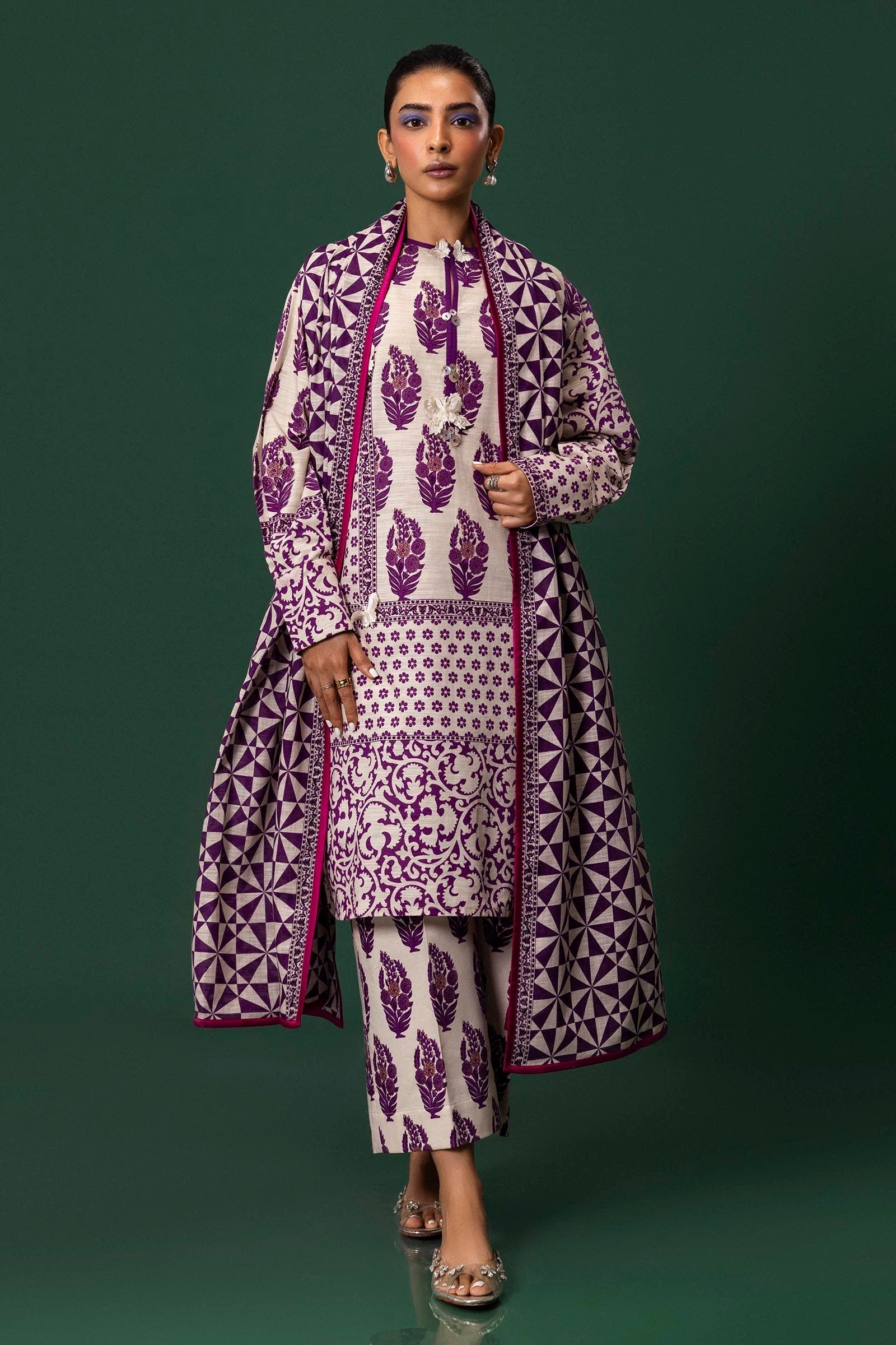 Sana Safinaz | Mahay Winter 24 | H243-009A-3CQ by Sana Safinaz - Designer Dress - Type: Luxury - Available at Libayah - 100% Original