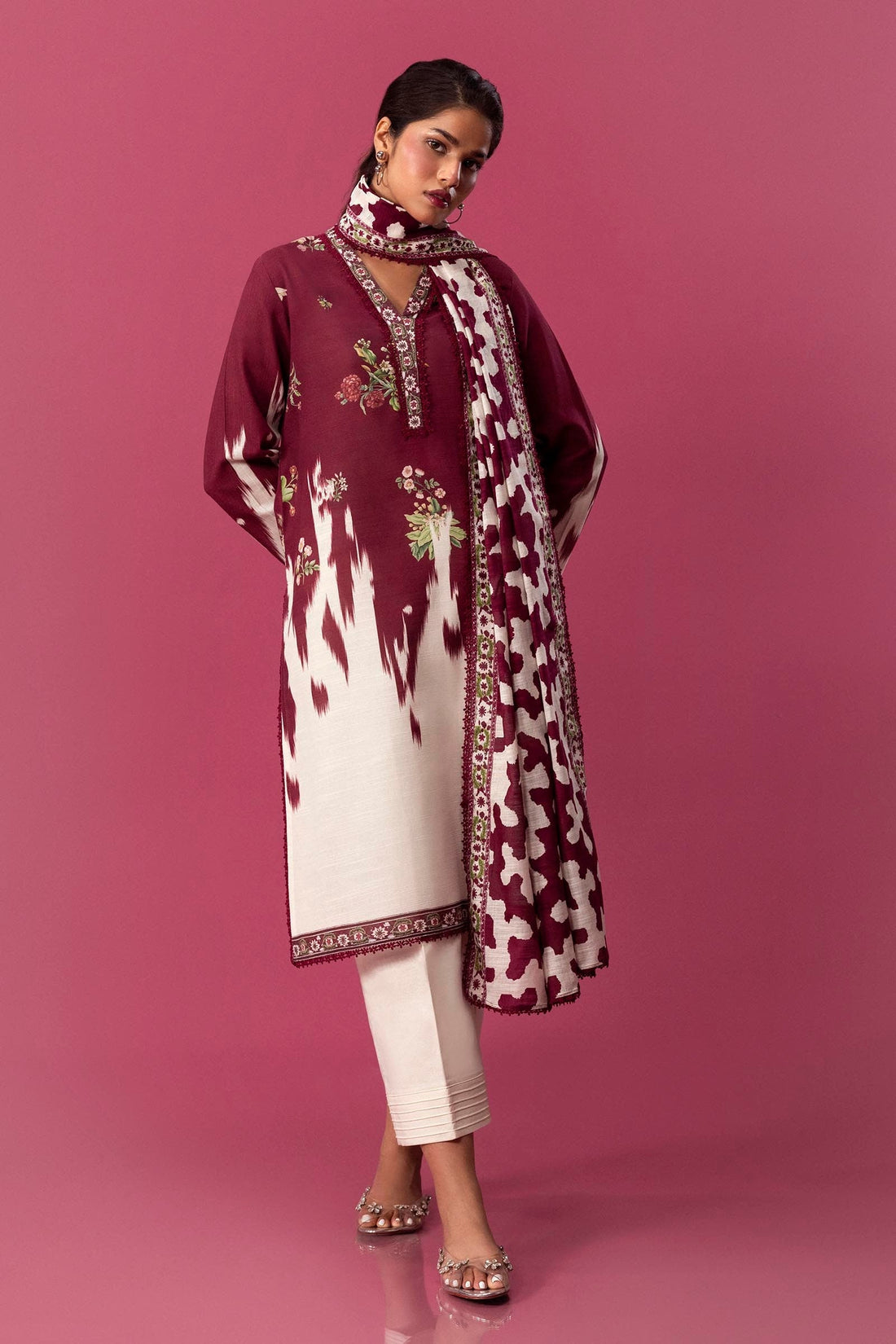 Sana Safinaz | Mahay Winter 24 | H243-021A-2BQ by Sana Safinaz - Designer Dress - Type: Luxury - Available at Libayah - 100% Original