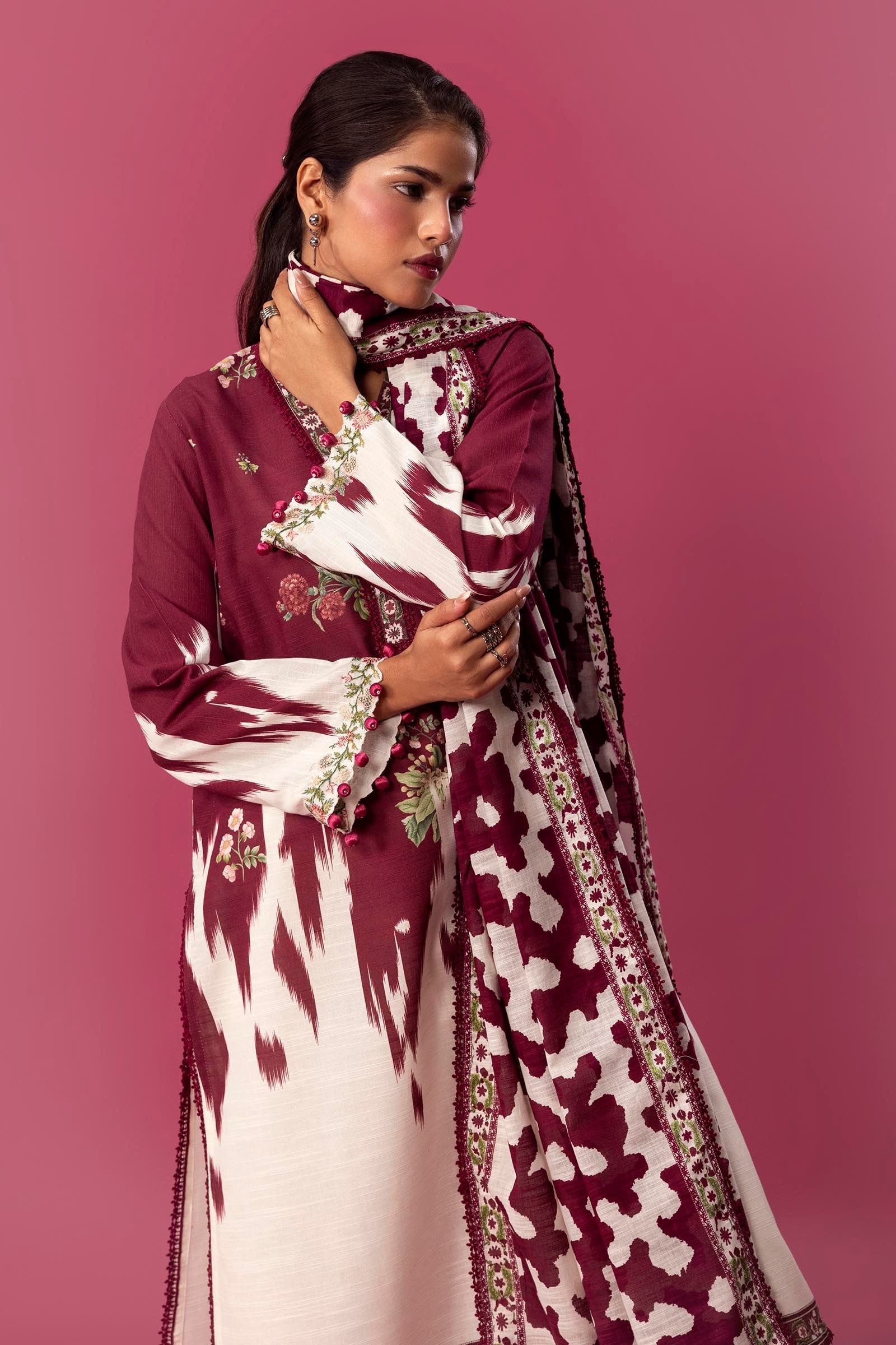 Sana Safinaz | Mahay Winter 24 | H243-021A-2BQ by Sana Safinaz - Designer Dress - Type: Luxury - Available at Libayah - 100% Original