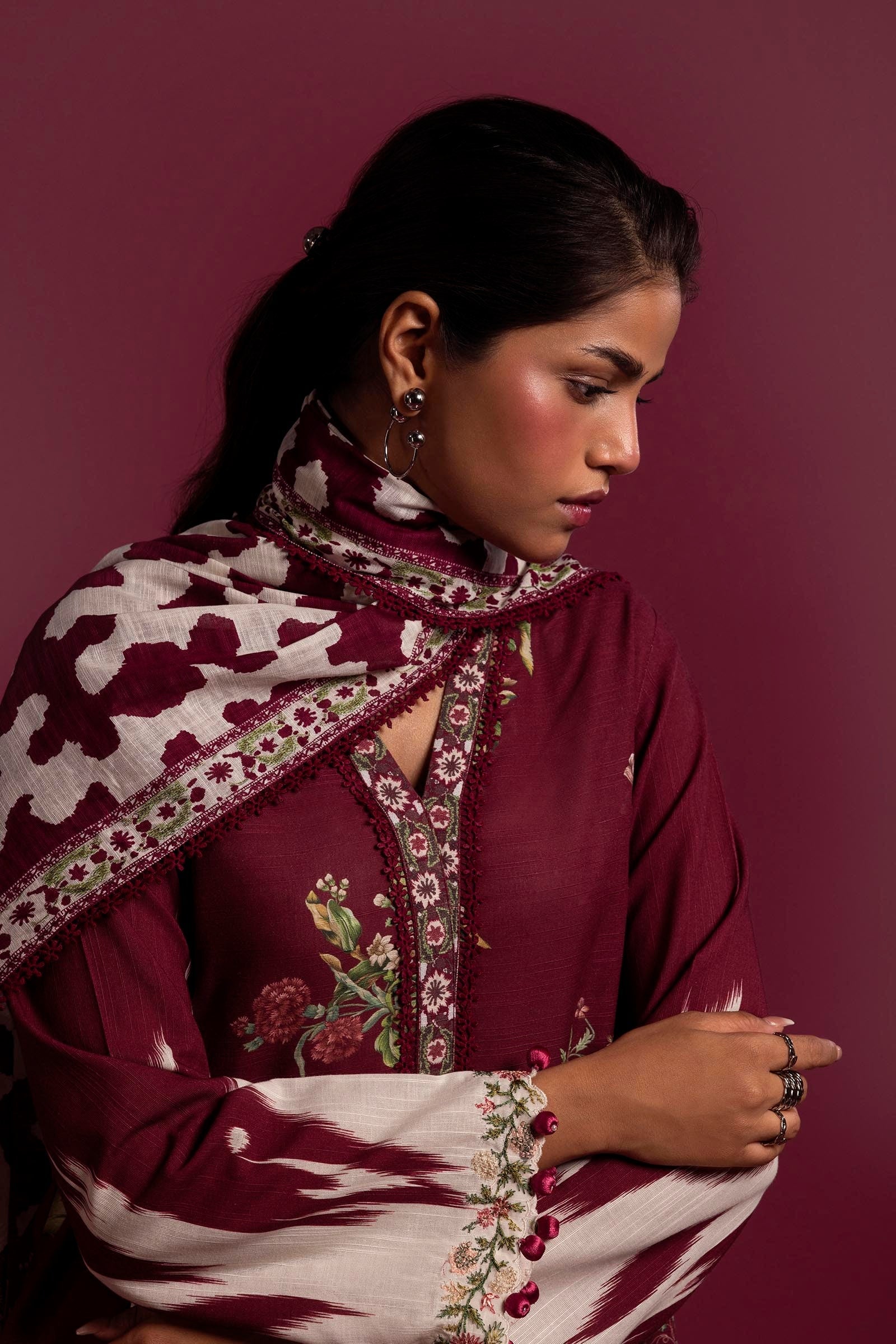 Sana Safinaz | Mahay Winter 24 | H243-021A-2BQ by Sana Safinaz - Designer Dress - Type: Luxury - Available at Libayah - 100% Original
