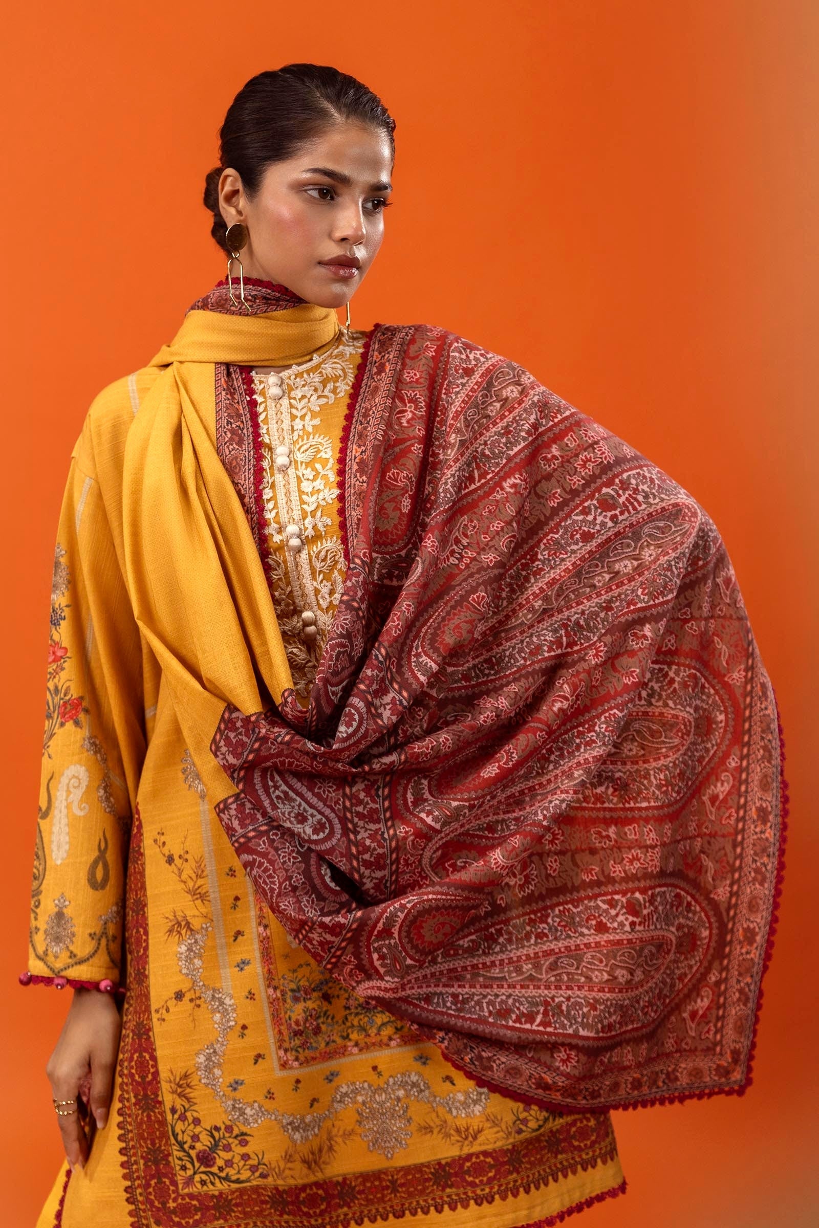 Sana Safinaz  | Mahay Winter 24 | H243-025A-3CQ by Sana Safinaz - Designer Dress - Type: Luxury - Available at Libayah - 100% Original