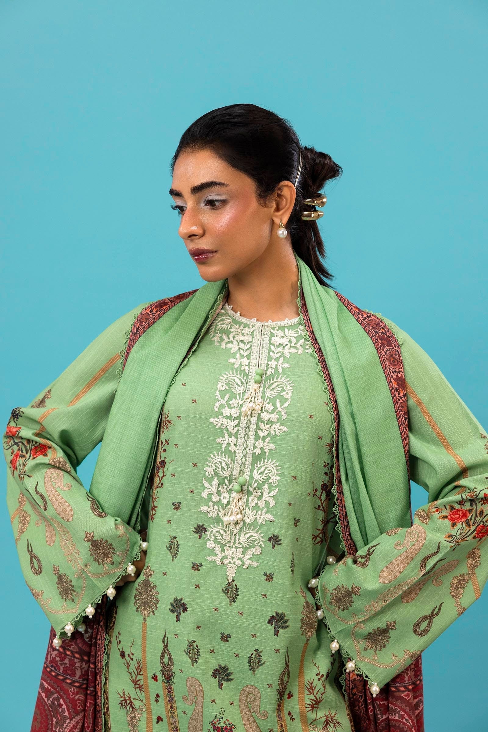 Sana Safinaz  | Mahay Winter 24 | H243-025B-3CQ by Sana Safinaz - Designer Dress - Type: Luxury - Available at Libayah - 100% Original