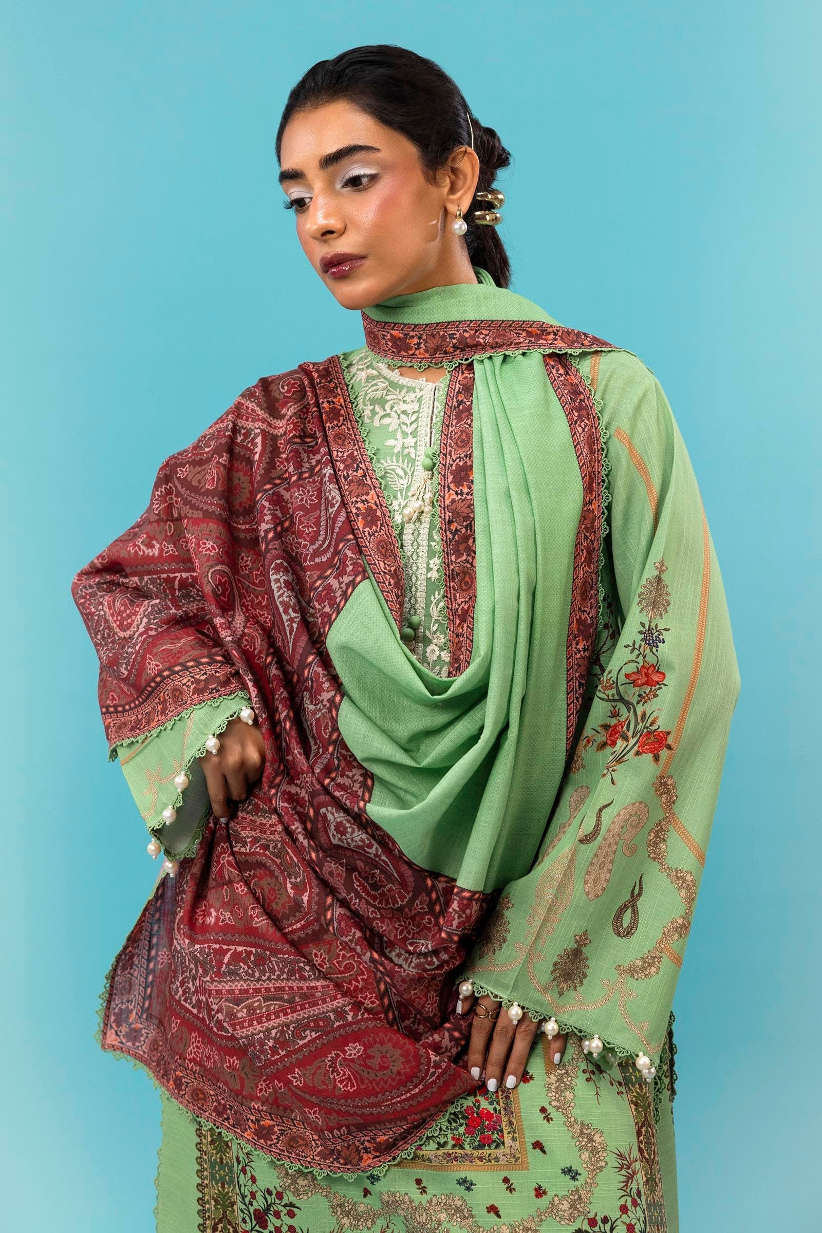 Sana Safinaz  | Mahay Winter 24 | H243-025B-3CQ by Sana Safinaz - Designer Dress - Type: Luxury - Available at Libayah - 100% Original