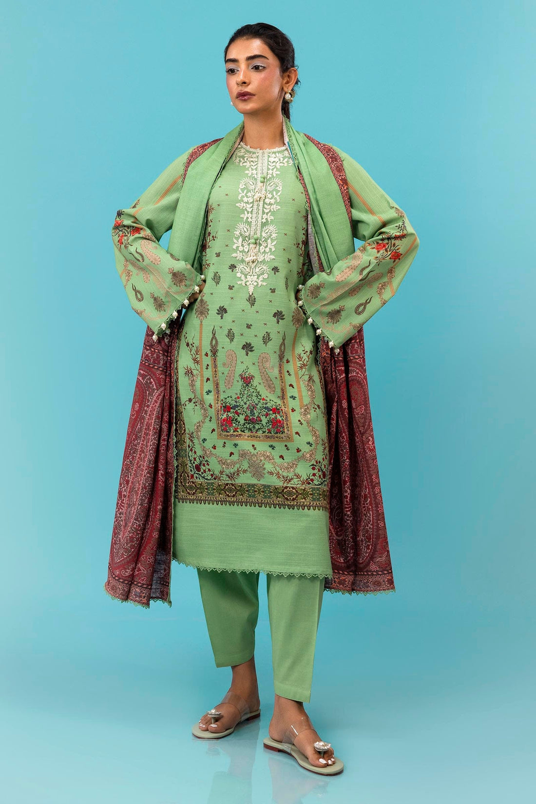 Sana Safinaz  | Mahay Winter 24 | H243-025B-3CQ by Sana Safinaz - Designer Dress - Type: Luxury - Available at Libayah - 100% Original