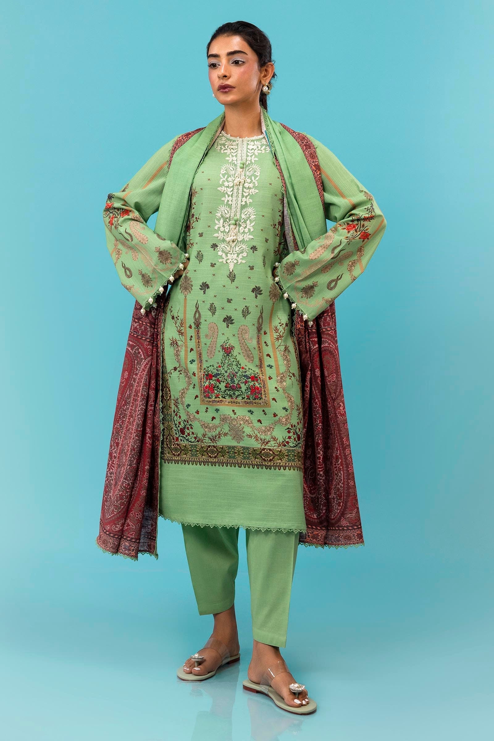 Sana Safinaz  | Mahay Winter 24 | H243-025B-3CQ by Sana Safinaz - Designer Dress - Type: Luxury - Available at Libayah - 100% Original