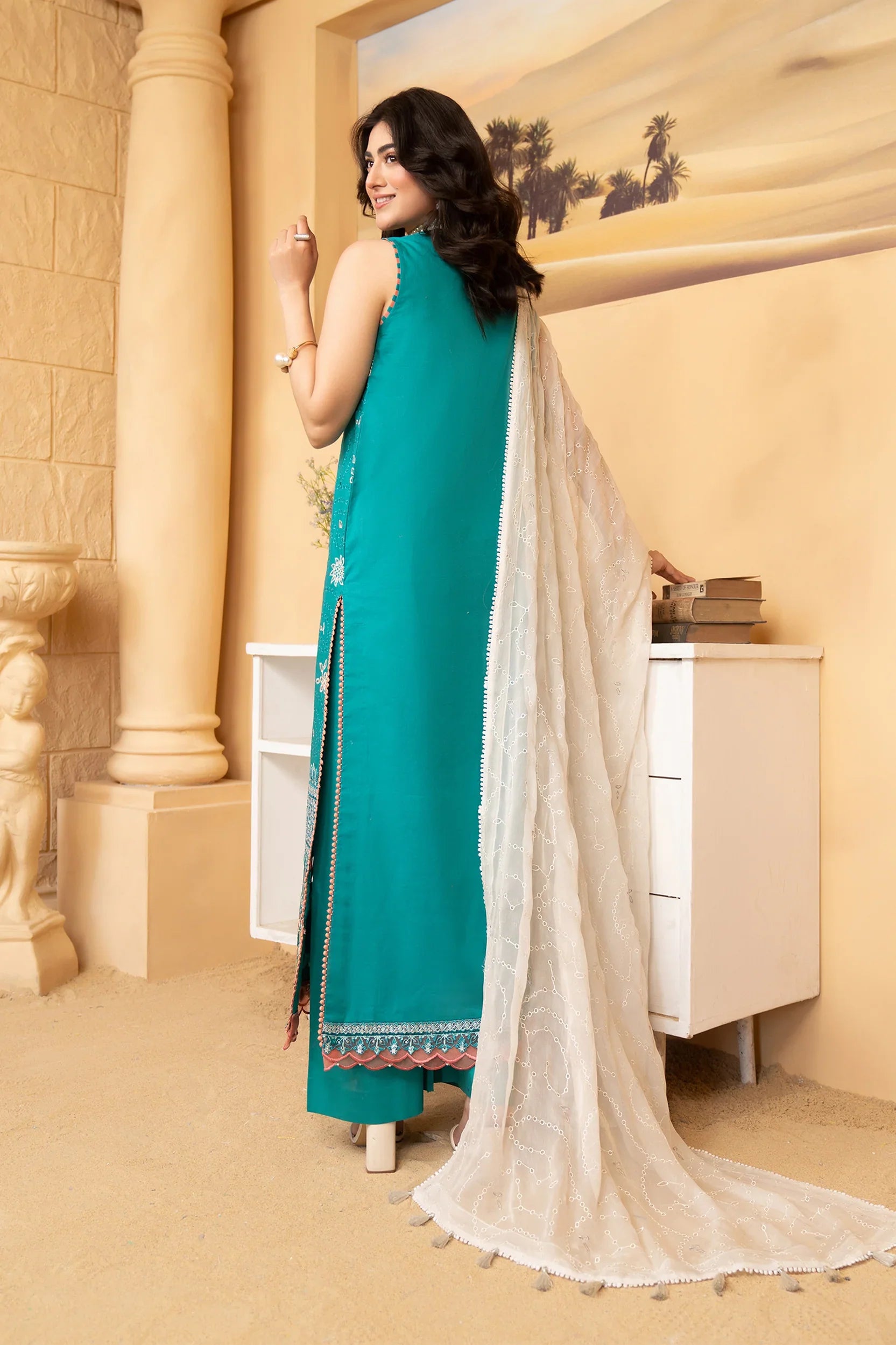 Hemstitch | Summer Luxury Lawn 24 | Turquoise by Hemstitch - Designer Dress - Type: Ladies Clothes - Available at Libayah - 100% Original