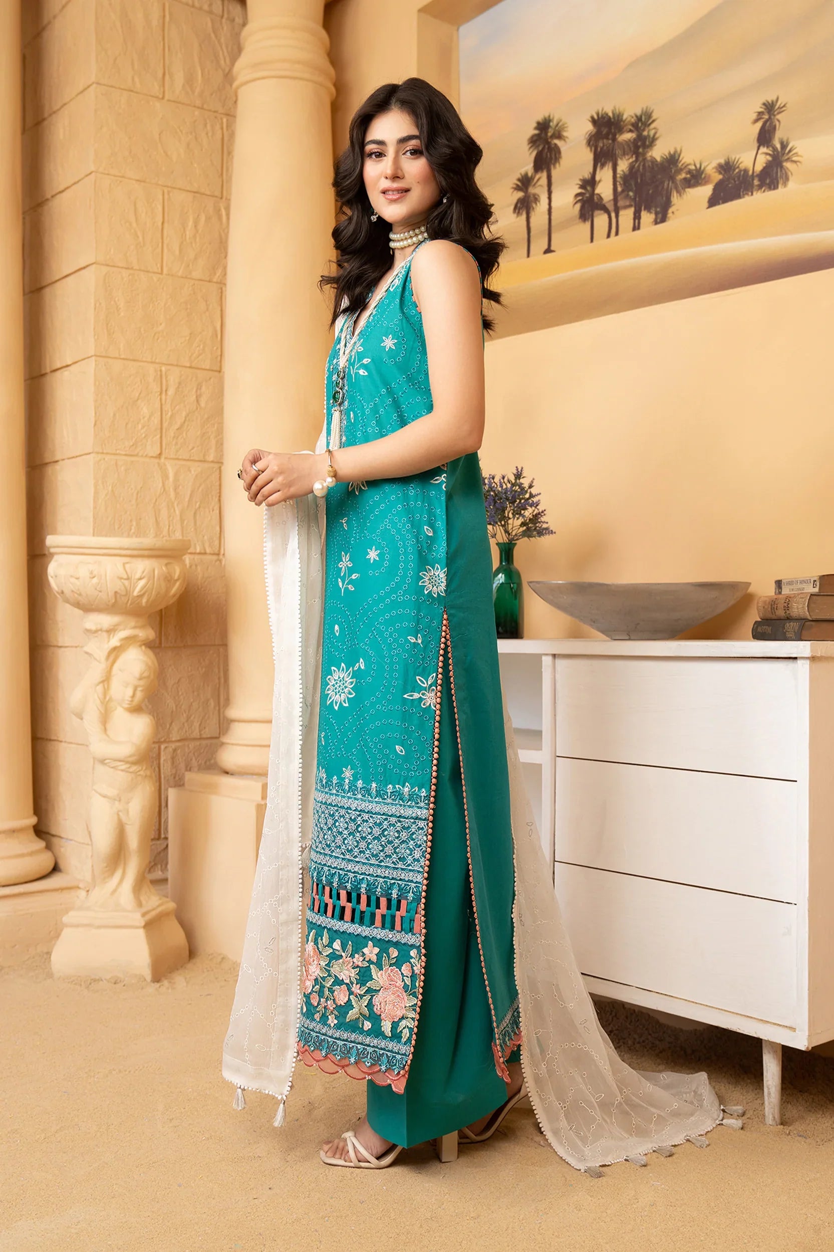 Hemstitch | Summer Luxury Lawn 24 | Turquoise by Hemstitch - Designer Dress - Type: Ladies Clothes - Available at Libayah - 100% Original