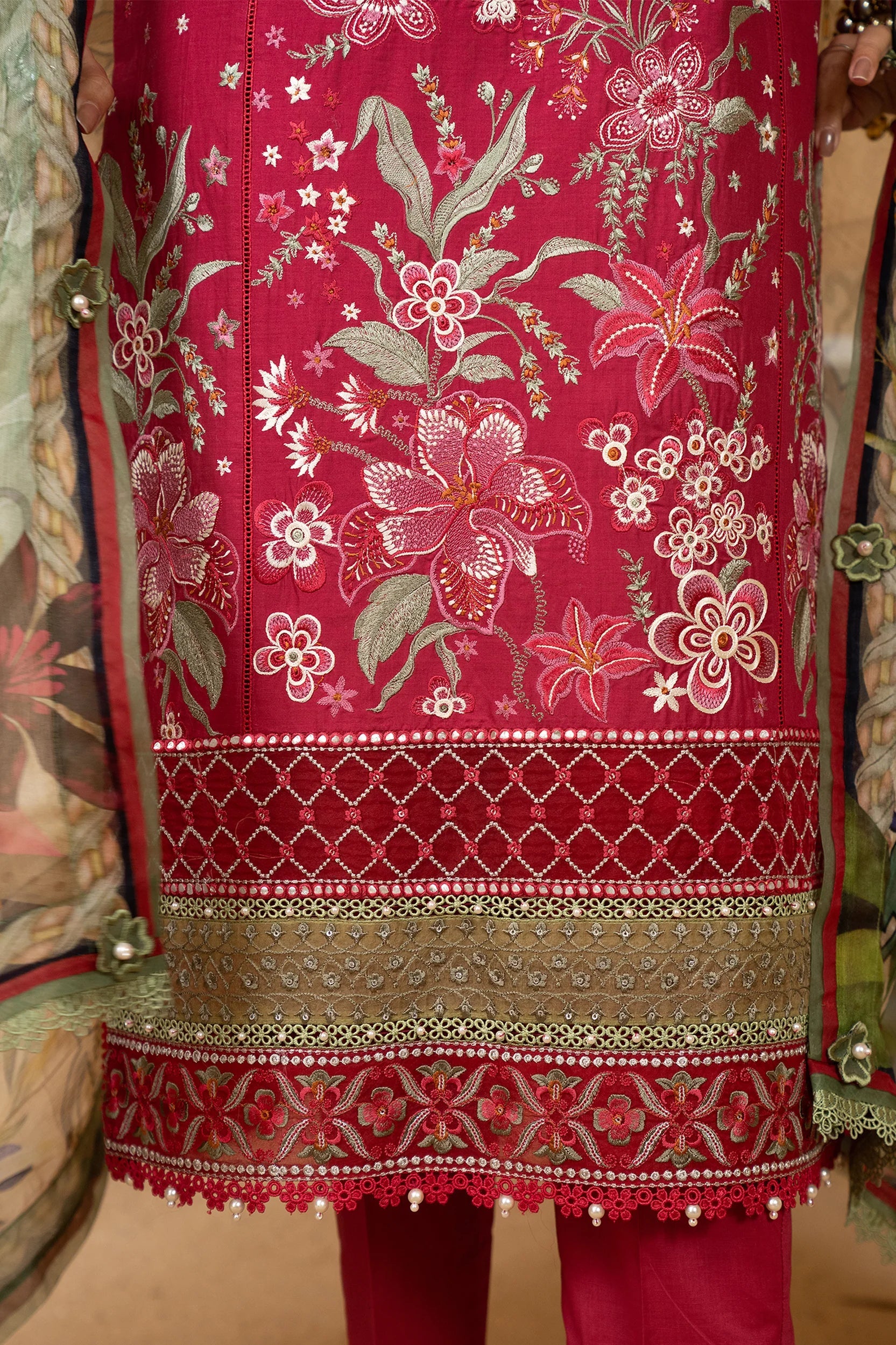 Hemstitch | Summer Luxury Lawn 24 | Scarlet Red by Hemstitch - Designer Dress - Type: Ladies Clothes - Available at Libayah - 100% Original