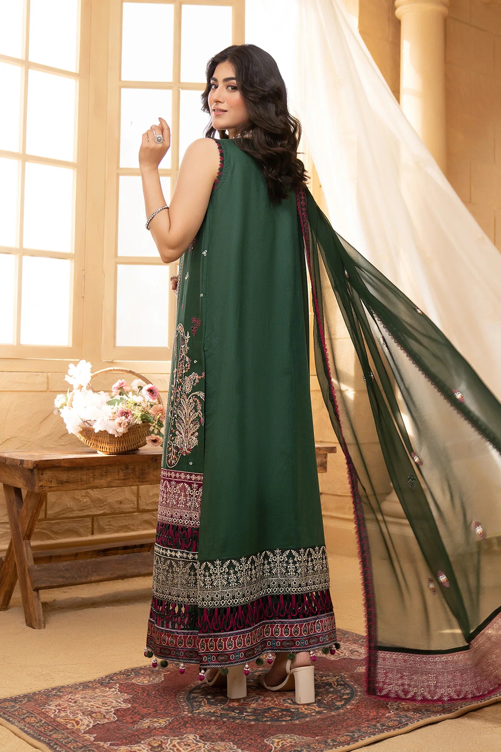 Hemstitch | Summer Luxury Lawn 24 | Bottle Green by Hemstitch - Designer Dress - Type: Ladies Clothes - Available at Libayah - 100% Original