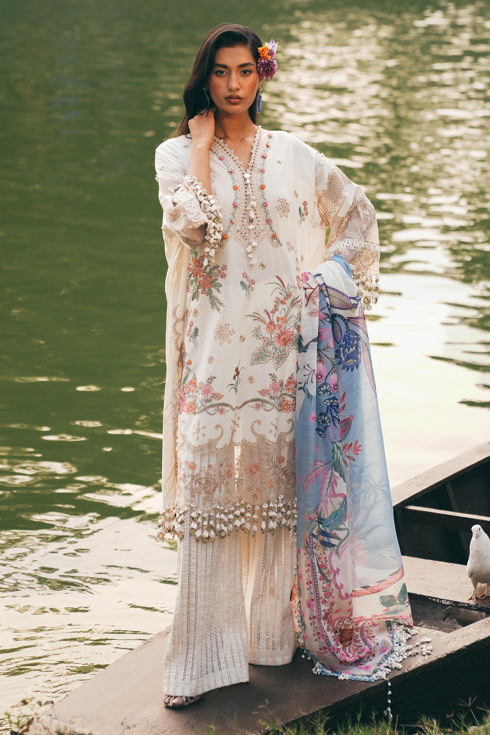Sana Safinaz | Luxury Lawn 25 | 251-010B-3DI by Sana Safinaz - Designer Dress - Type: Ladies Clothes - Available at Libayah - 100% Original