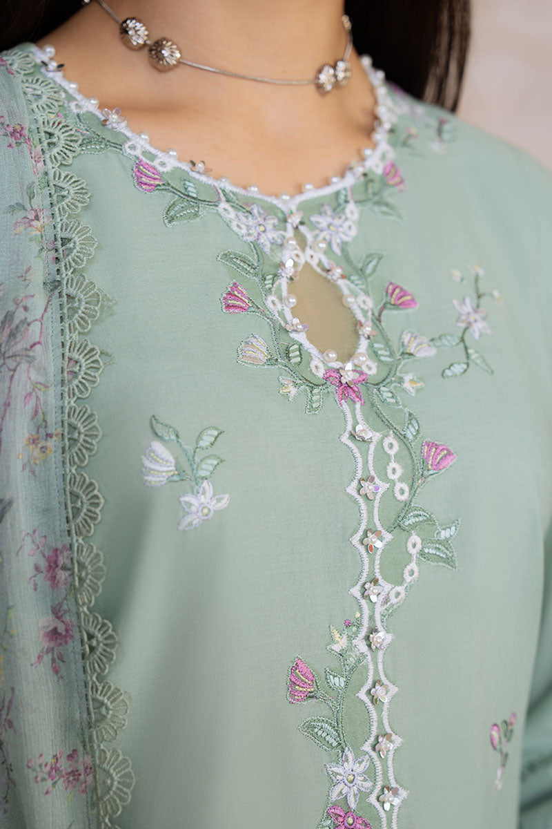 Cross Stitch | Eid Lawn Edit 25 | SAGE GRACE by Cross Stitch - Designer Dress - Type: Ladies Clothes - Available at Libayah - 100% Original