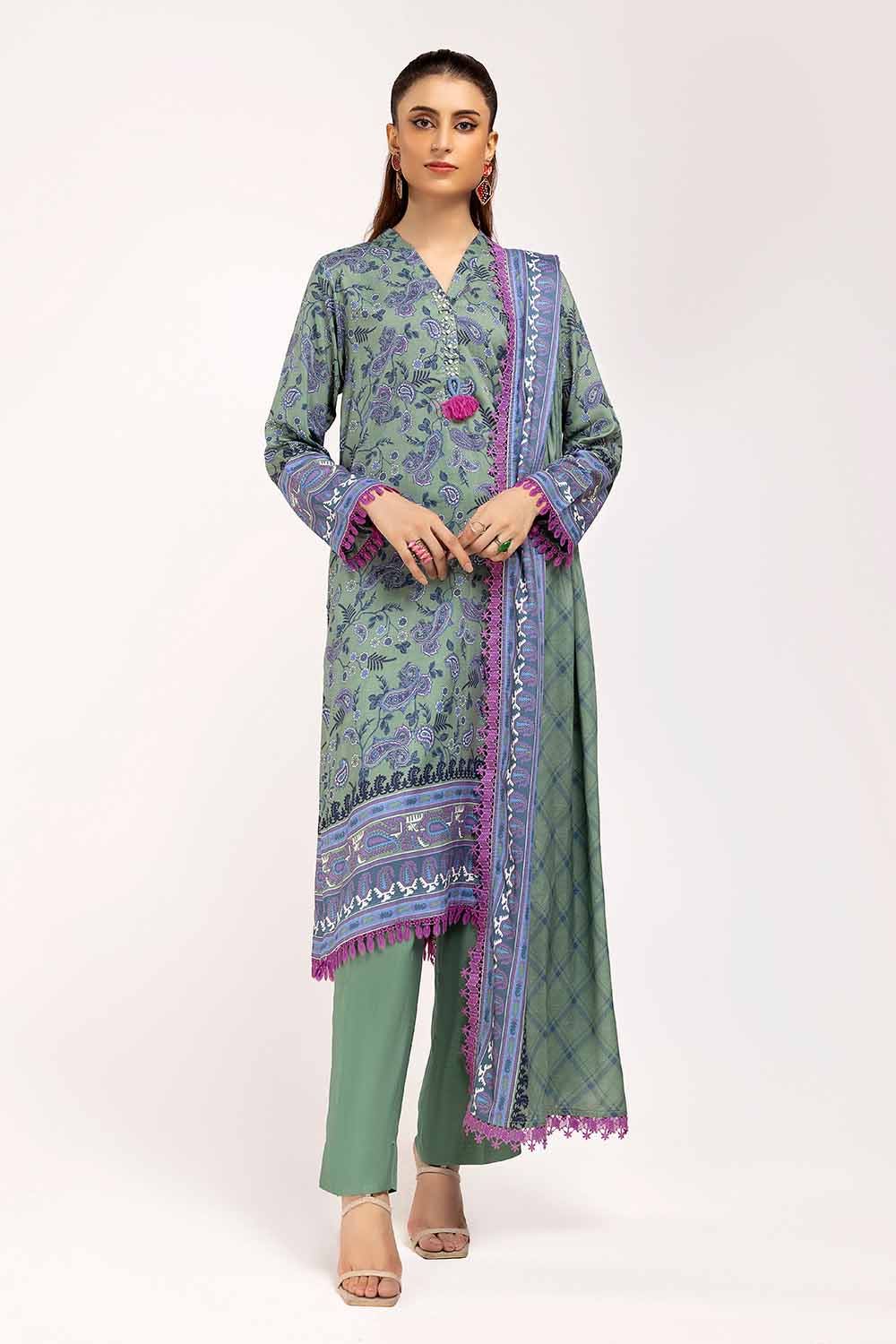 Gul Ahmed | Winter Collection 24 | Linen Suit LT-42002 by Gul Ahmed - Designer Dress - Type: Ladies Clothes - Available at Libayah - 100% Original