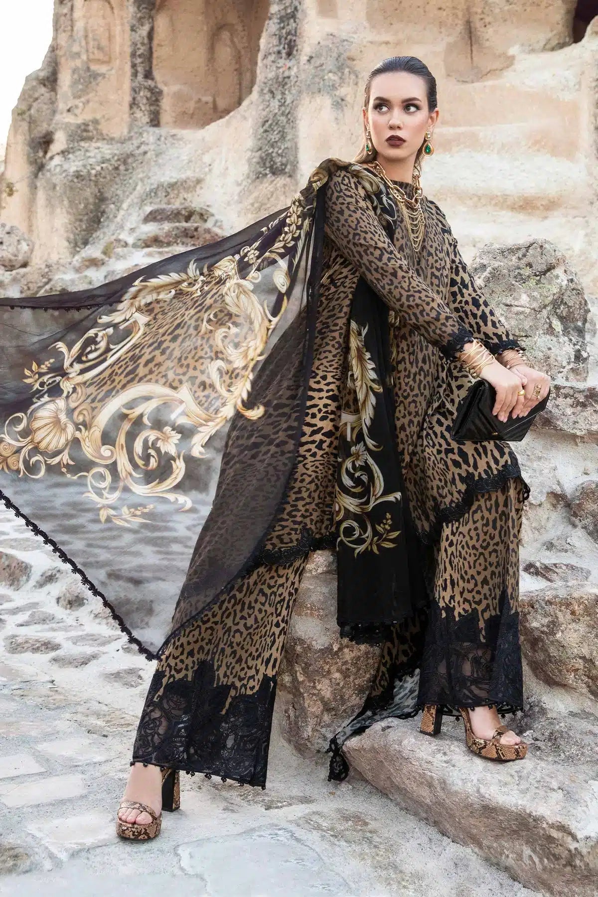 Maria B | M Prints Winter 23 | MPT-2010-A by Maria B - Designer Dress  - Type : Ladies Clothes - Available at Libayah - 100% Original 