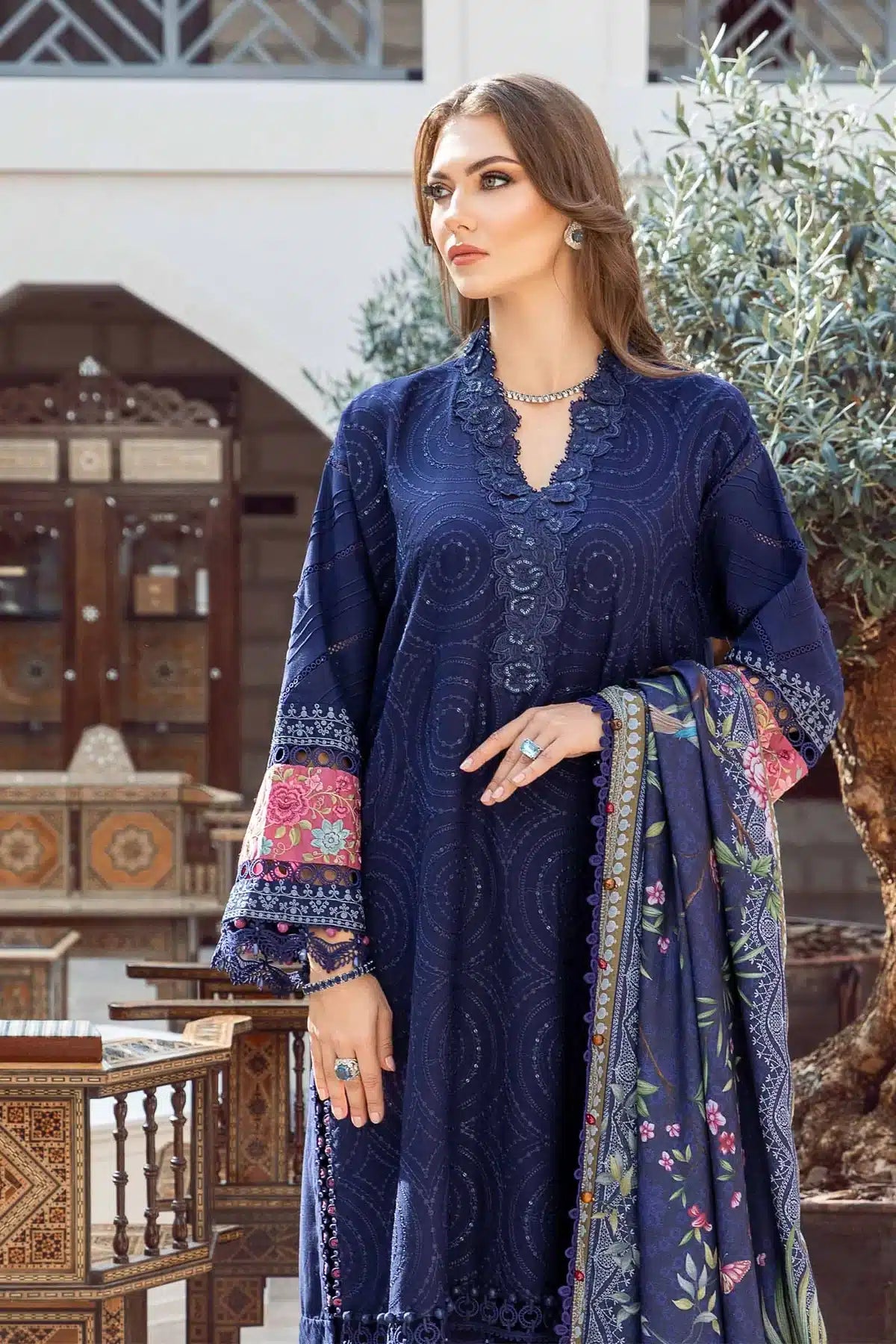Maria B | M Prints Winter 23 | MPT-2001-B by Maria B - Designer Dress  - Type : Ladies Clothes - Available at Libayah - 100% Original 