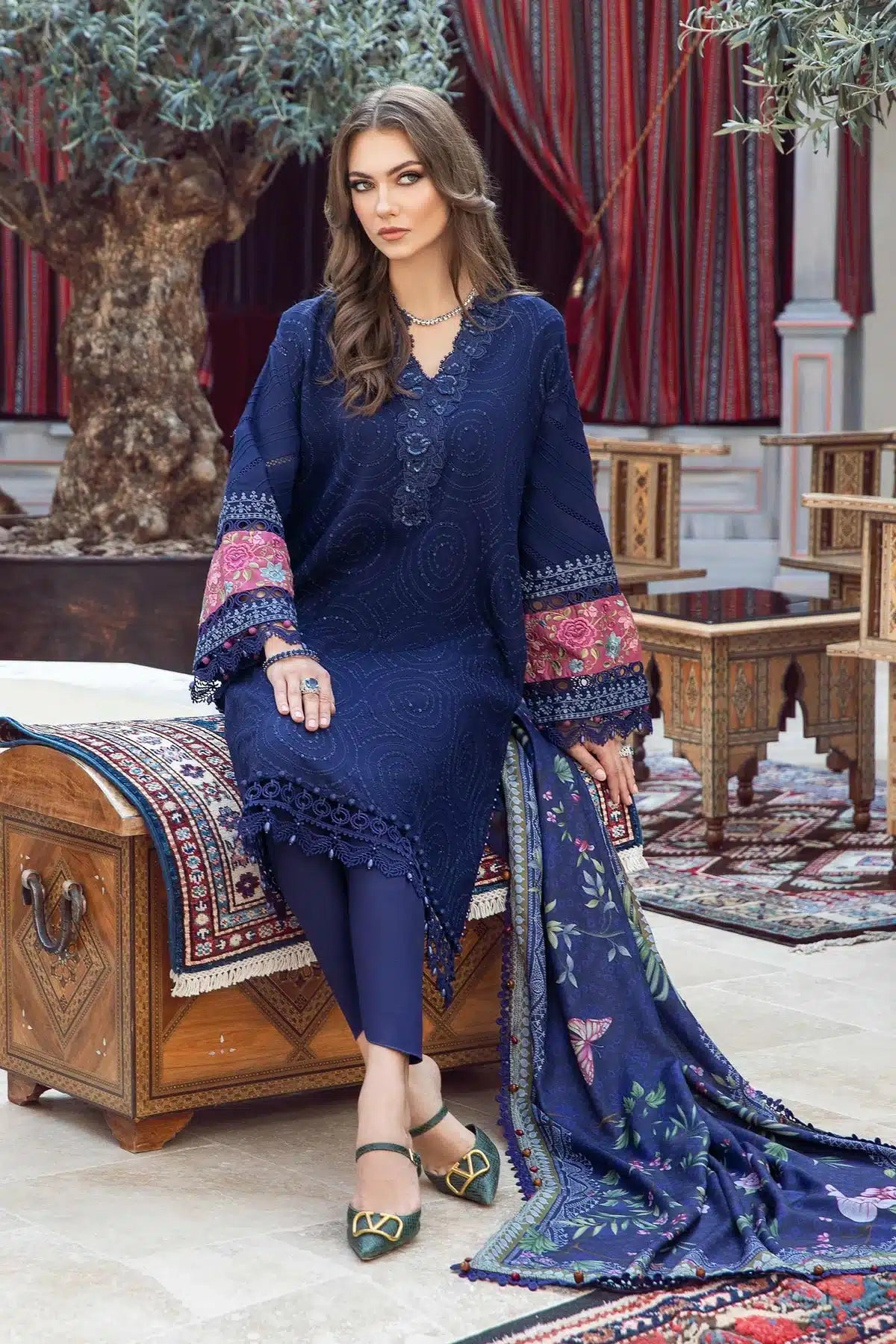 Maria B | M Prints Winter 23 | MPT-2001-B by Maria B - Designer Dress  - Type : Ladies Clothes - Available at Libayah - 100% Original 