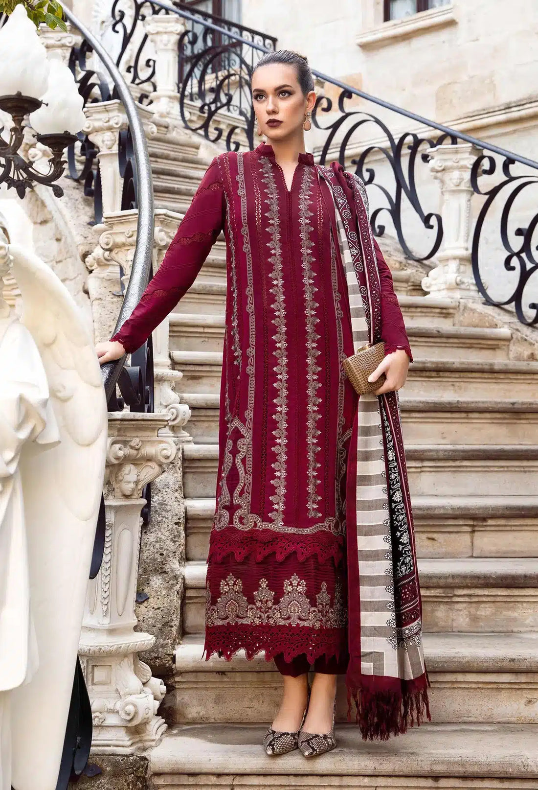 Maria B | M Prints Winter 23 | MPT-2002-A by Maria B - Designer Dress  - Type : Ladies Clothes - Available at Libayah - 100% Original 