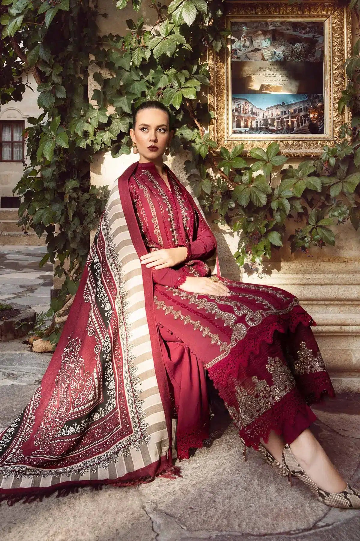 Maria B | M Prints Winter 23 | MPT-2002-A by Maria B - Designer Dress  - Type : Ladies Clothes - Available at Libayah - 100% Original 