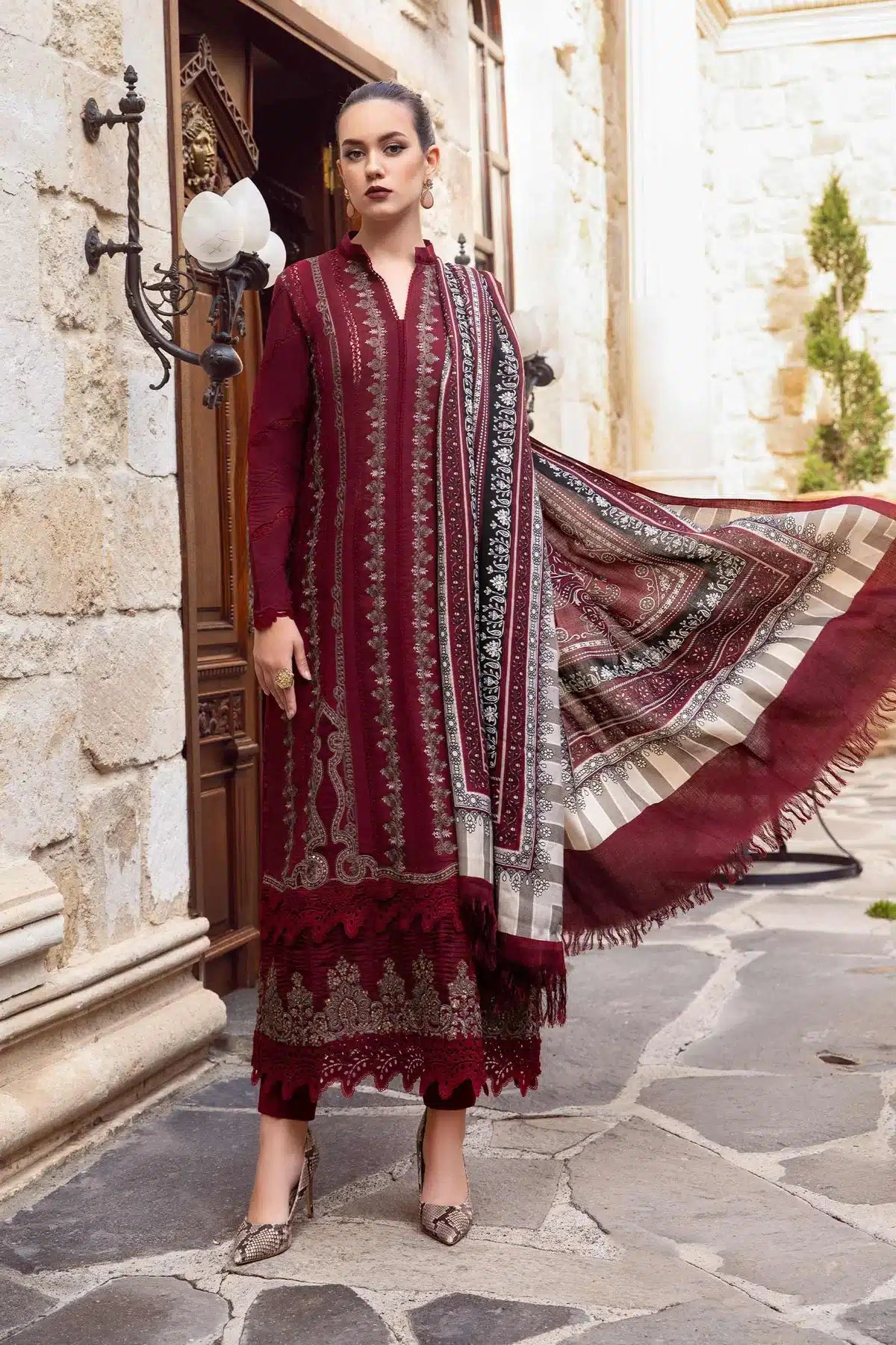 Maria B | M Prints Winter 23 | MPT-2002-A by Maria B - Designer Dress  - Type : Ladies Clothes - Available at Libayah - 100% Original 