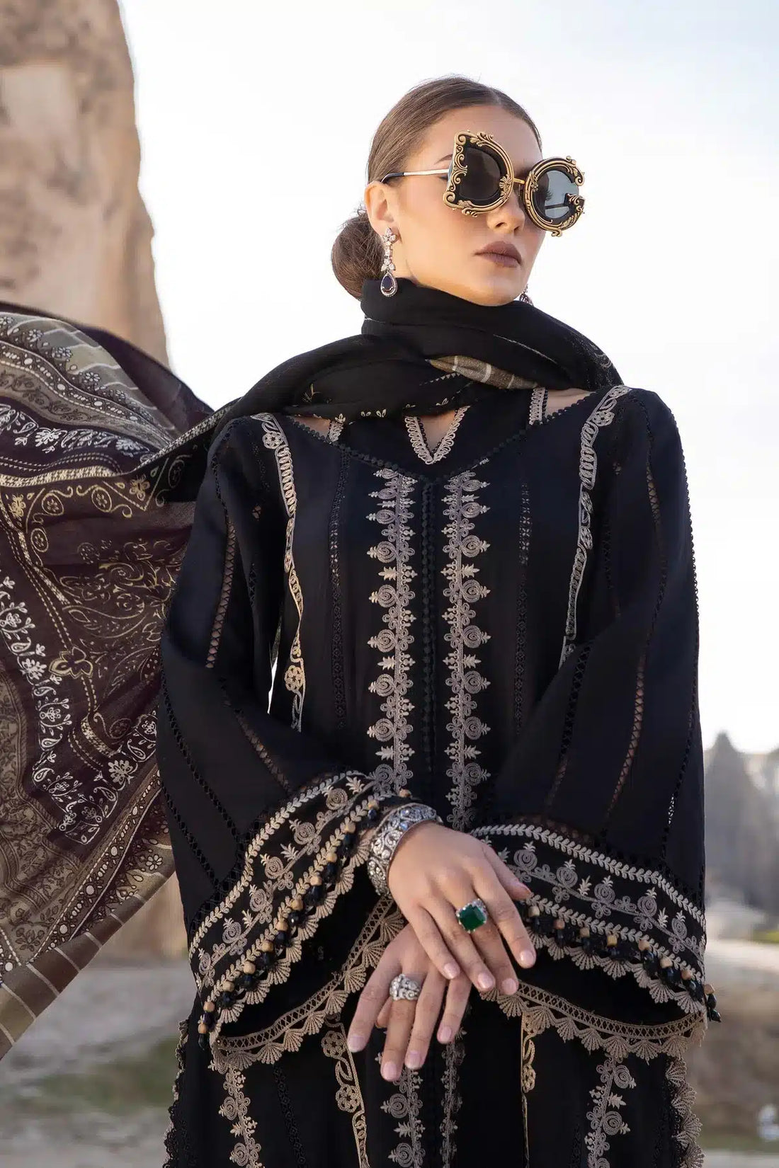 Maria B | M Prints Winter 23 | MPT-2002-B by Maria B - Designer Dress  - Type : Ladies Clothes - Available at Libayah - 100% Original 