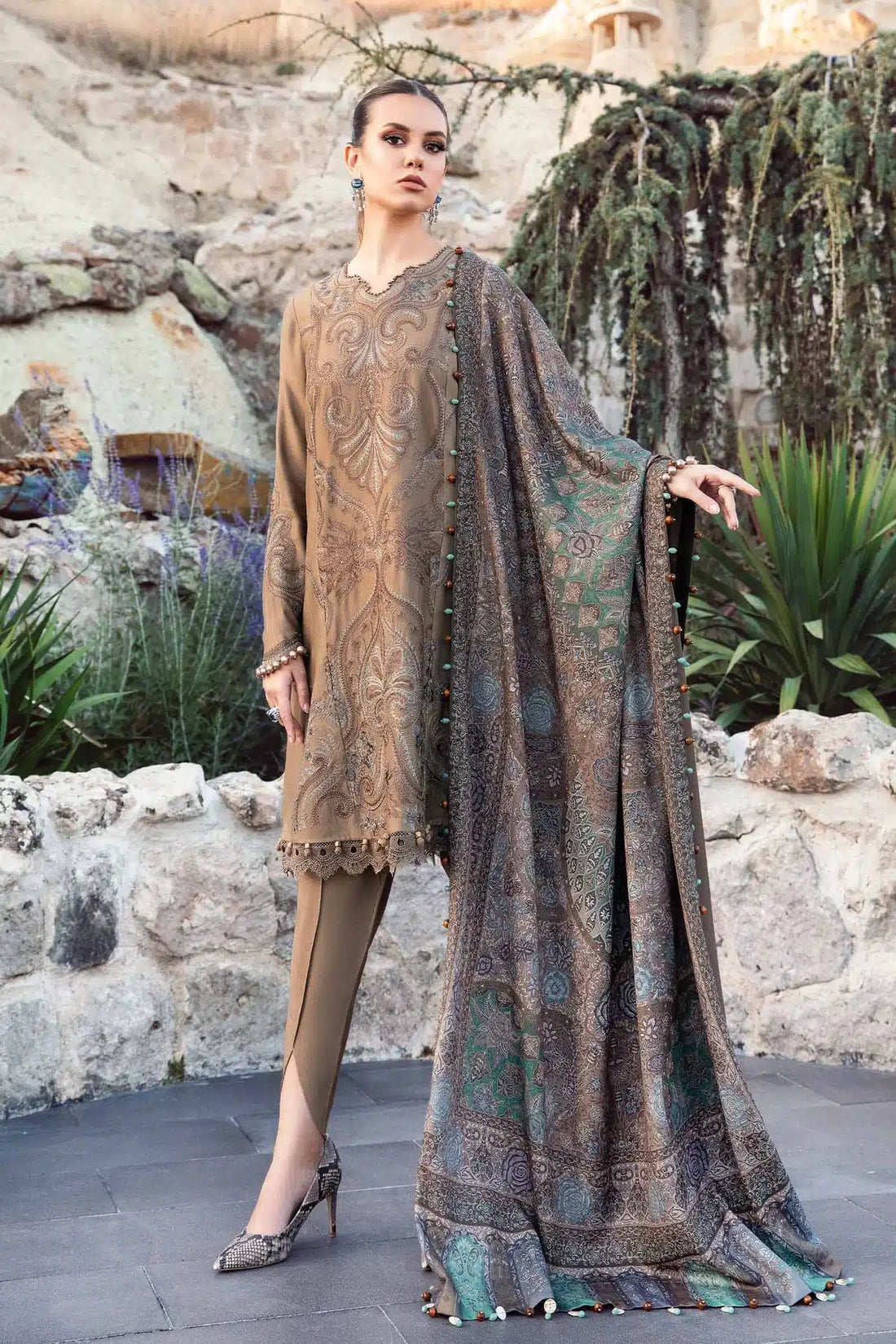Maria B | M Prints Winter 23 | MPT-2003-A by Maria B - Designer Dress  - Type : Ladies Clothes - Available at Libayah - 100% Original 