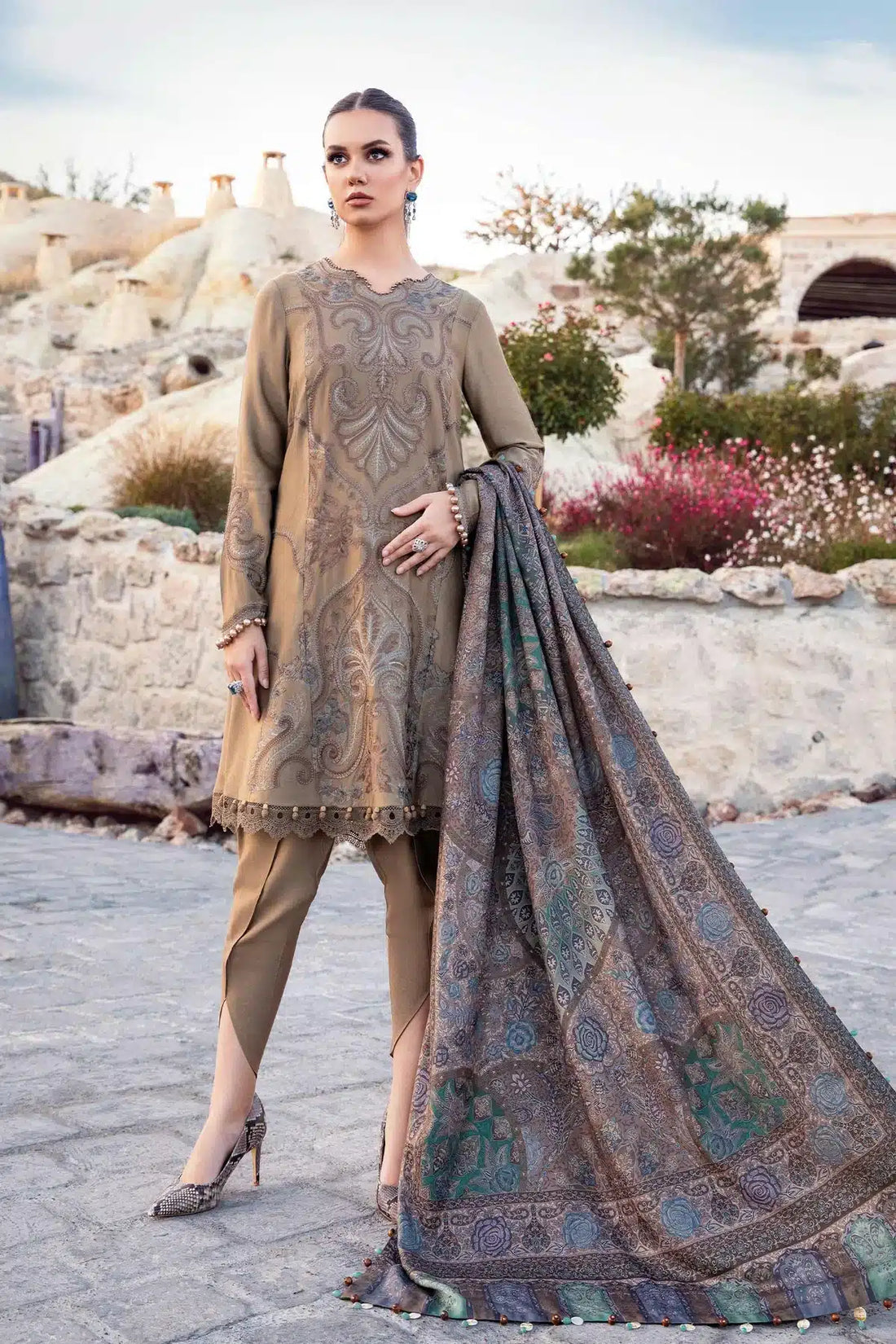 Maria B | M Prints Winter 23 | MPT-2003-A by Maria B - Designer Dress  - Type : Ladies Clothes - Available at Libayah - 100% Original 