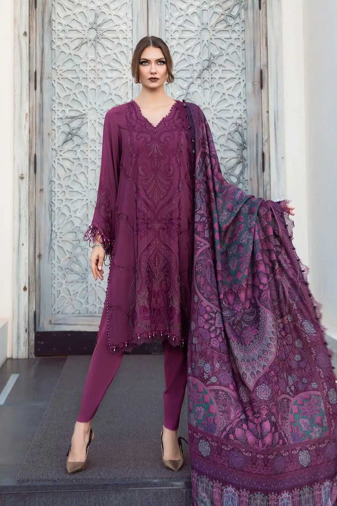 Maria B | M Prints Winter 23 | MPT-2003-B by Maria B - Designer Dress  - Type : Ladies Clothes - Available at Libayah - 100% Original 