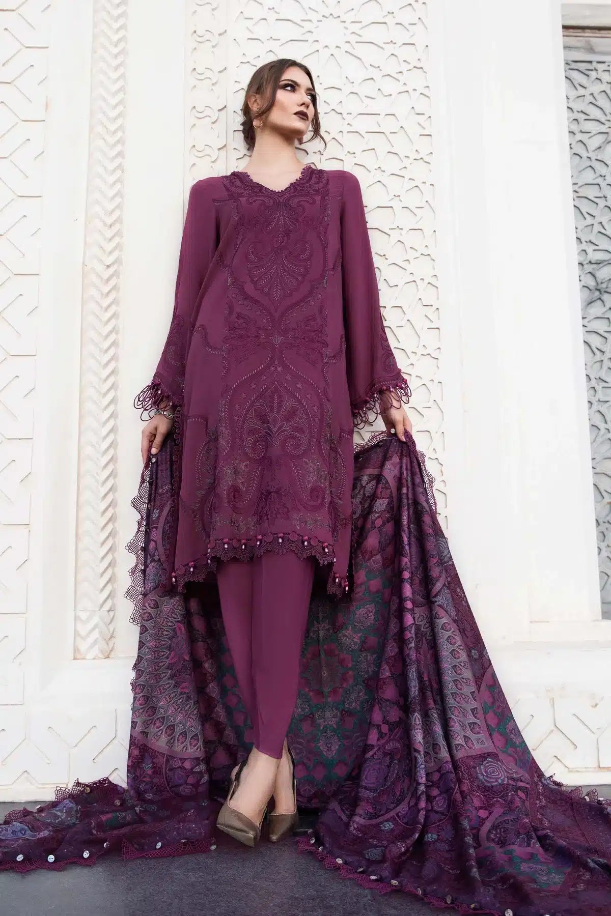 Maria B | M Prints Winter 23 | MPT-2003-B by Maria B - Designer Dress  - Type : Ladies Clothes - Available at Libayah - 100% Original 