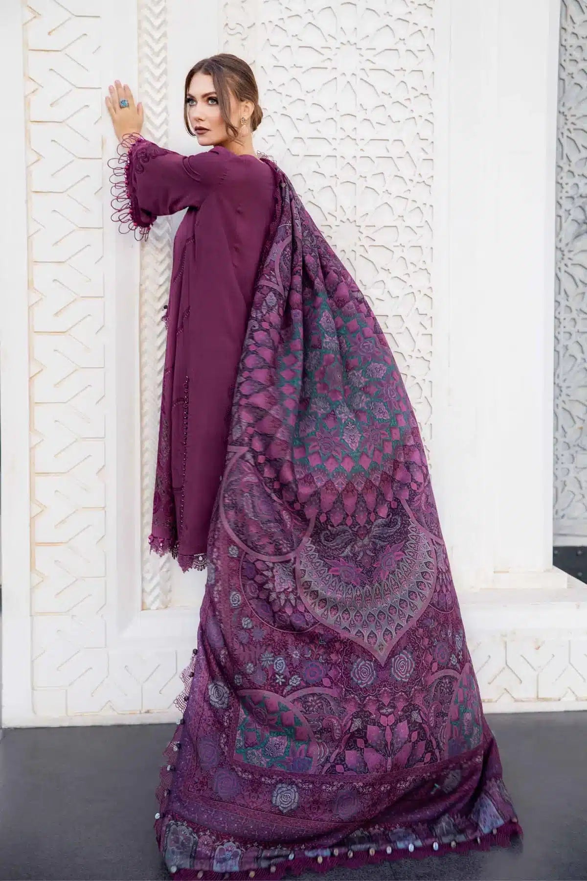 Maria B | M Prints Winter 23 | MPT-2003-B by Maria B - Designer Dress  - Type : Ladies Clothes - Available at Libayah - 100% Original 