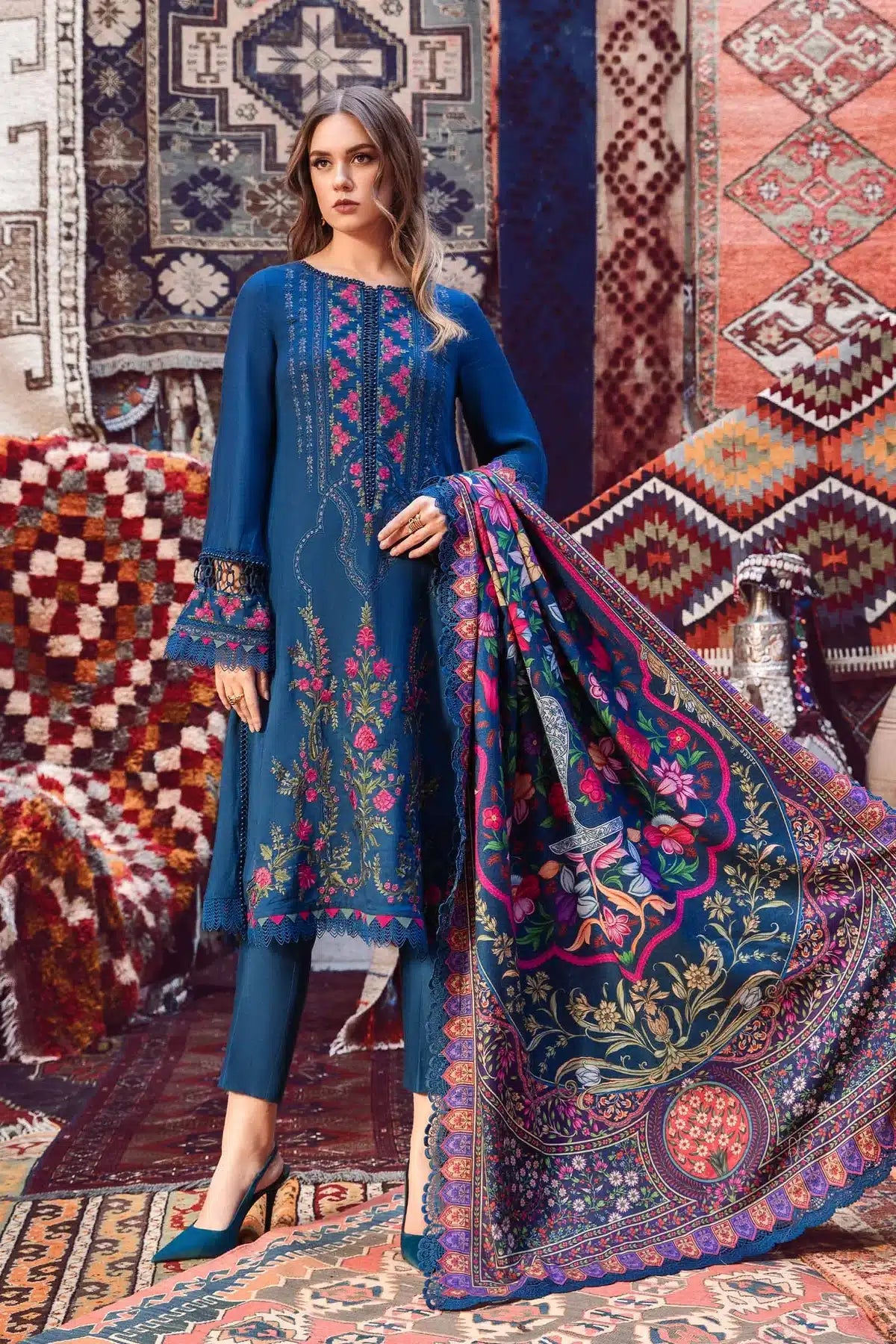 Maria B | M Prints Winter 23 | MPT-2004-B by Maria B - Designer Dress  - Type : Ladies Clothes - Available at Libayah - 100% Original 