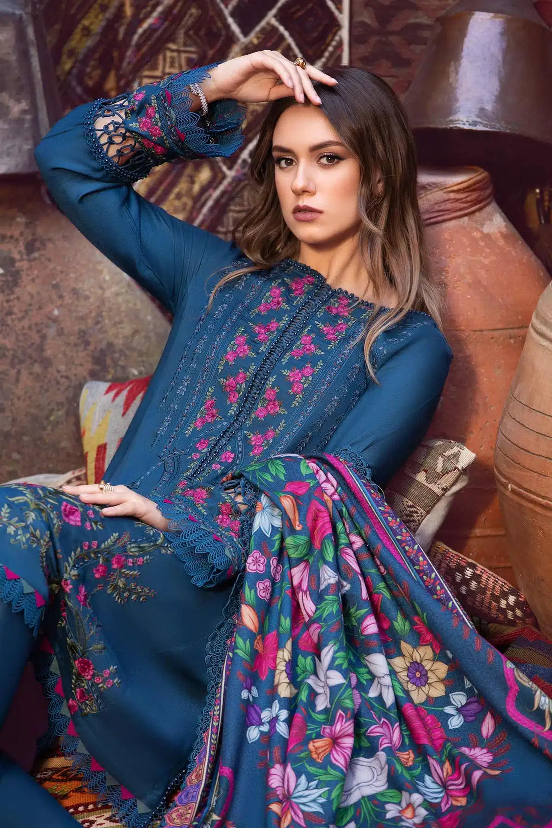 Maria B | M Prints Winter 23 | MPT-2004-B by Maria B - Designer Dress  - Type : Ladies Clothes - Available at Libayah - 100% Original 