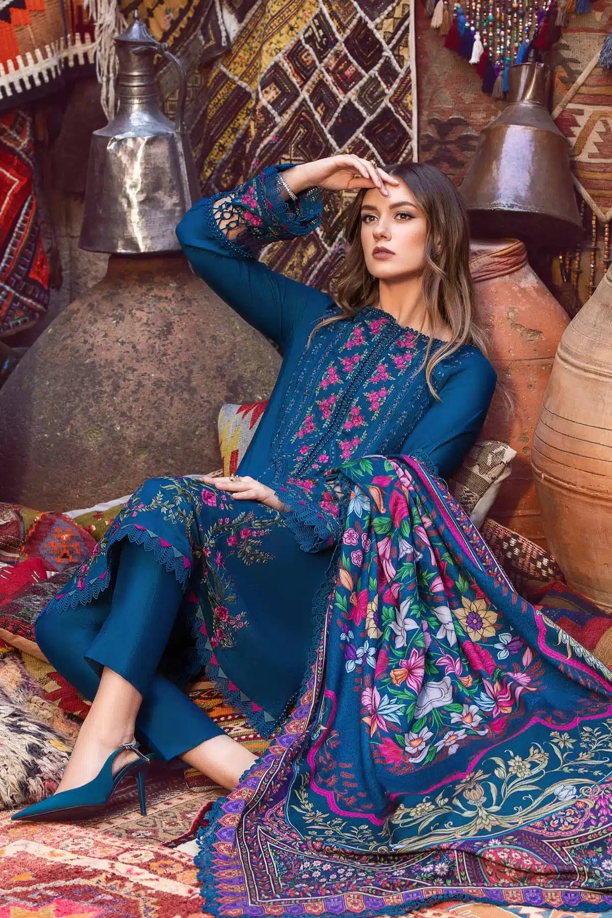 Maria B | M Prints Winter 23 | MPT-2004-B by Maria B - Designer Dress  - Type : Ladies Clothes - Available at Libayah - 100% Original 