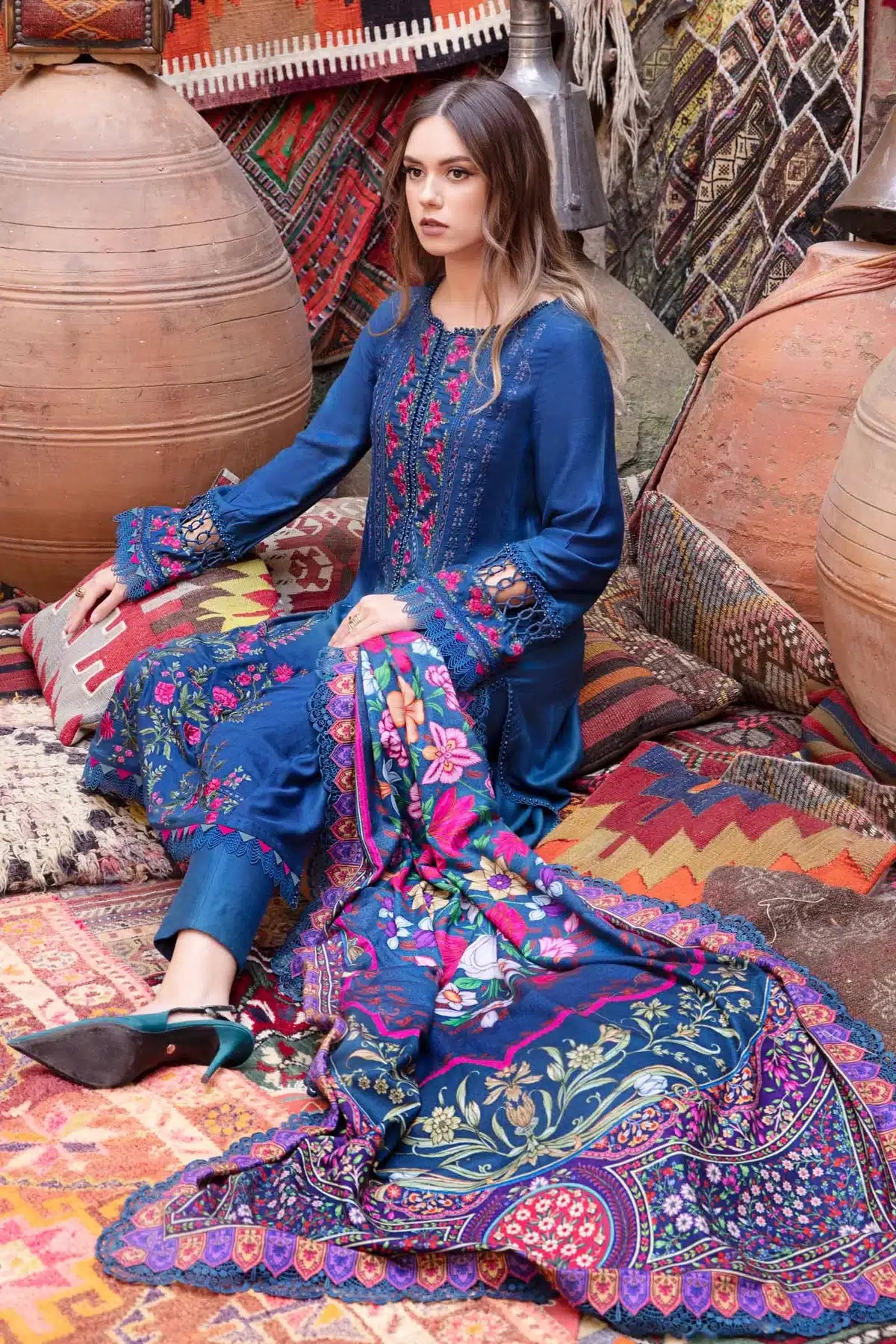 Maria B | M Prints Winter 23 | MPT-2004-B by Maria B - Designer Dress  - Type : Ladies Clothes - Available at Libayah - 100% Original 