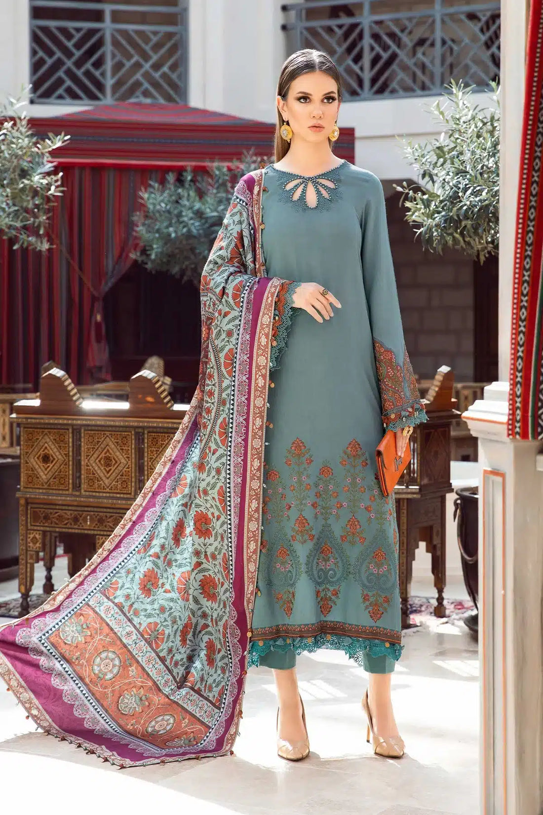 Maria B | M Prints Winter 23 | MPT-2006-A by Maria B - Designer Dress  - Type : Ladies Clothes - Available at Libayah - 100% Original 