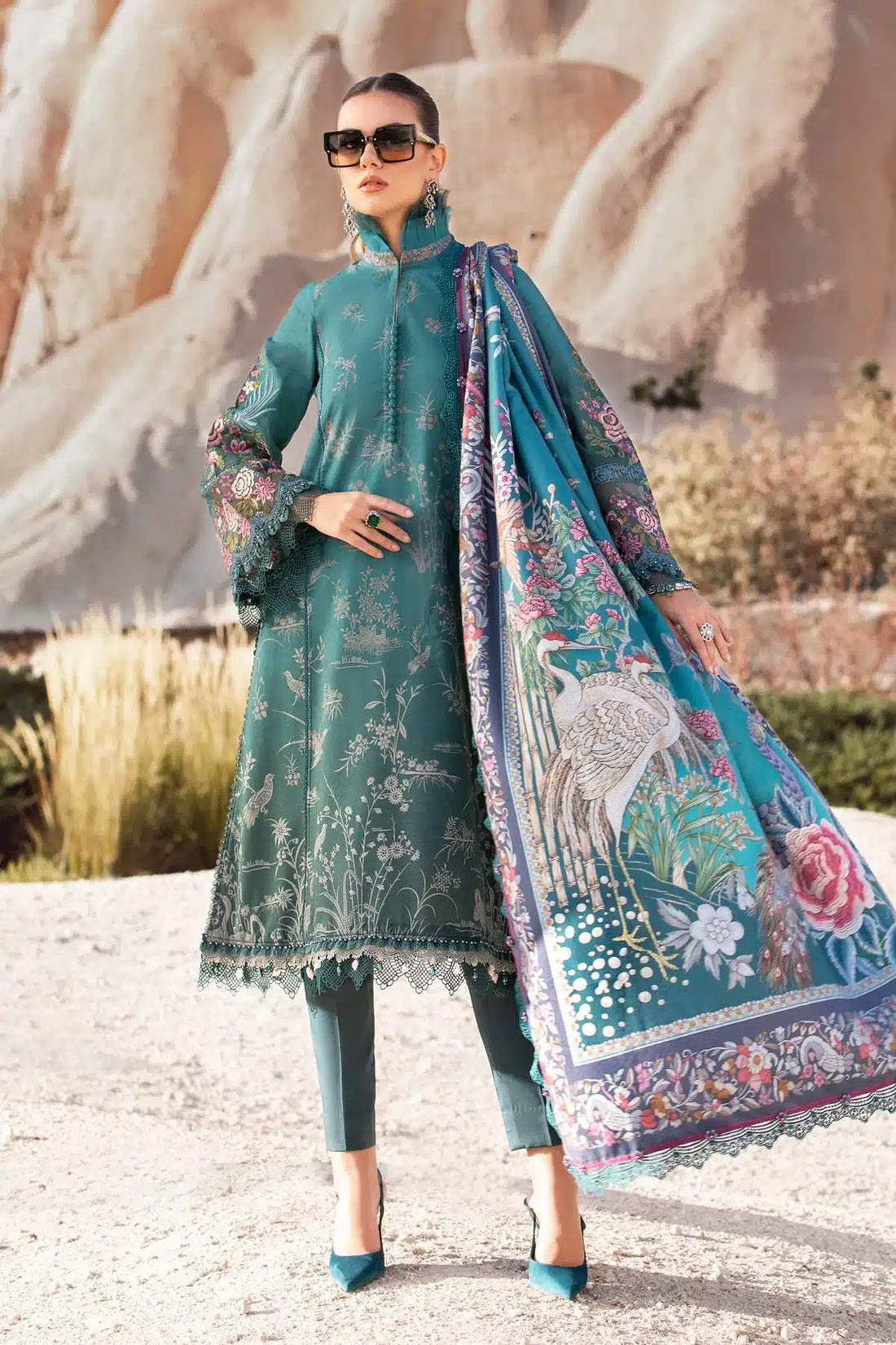 Maria B | M Prints Winter 23 | MPT-2007-B by Maria B - Designer Dress  - Type : Ladies Clothes - Available at Libayah - 100% Original 