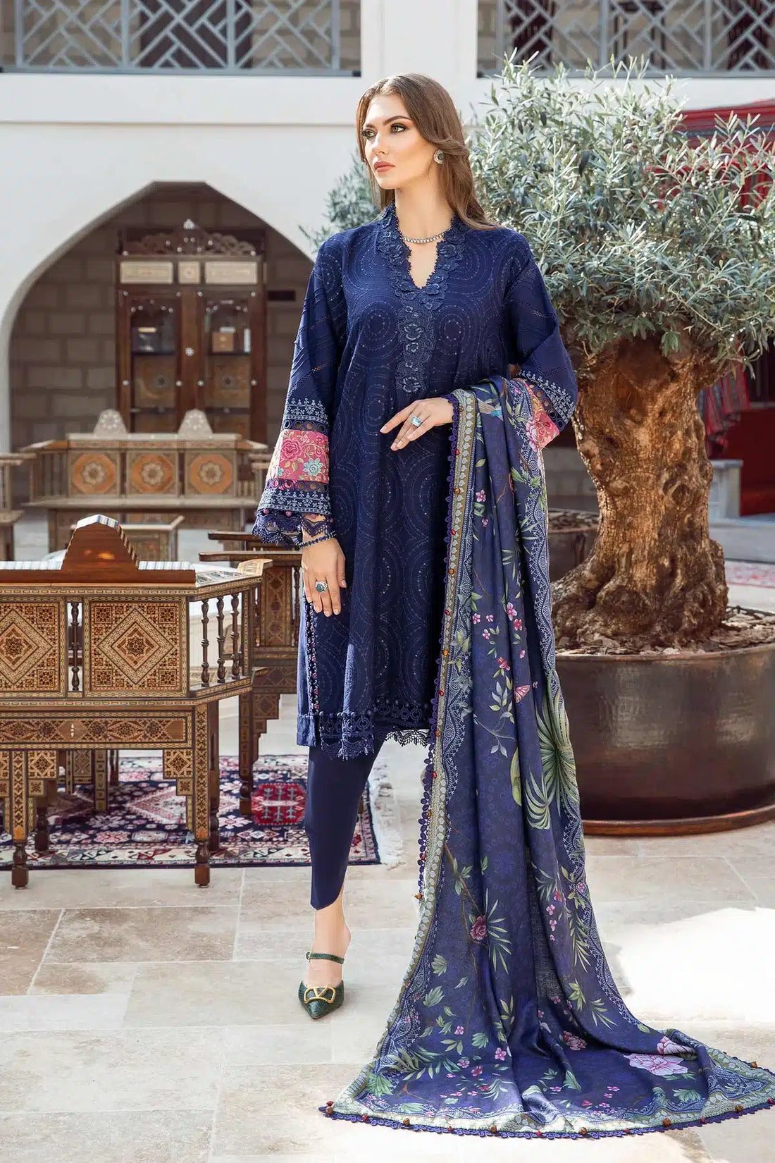 Maria B | M Prints Winter 23 | MPT-2001-B by Maria B - Designer Dress  - Type : Ladies Clothes - Available at Libayah - 100% Original 
