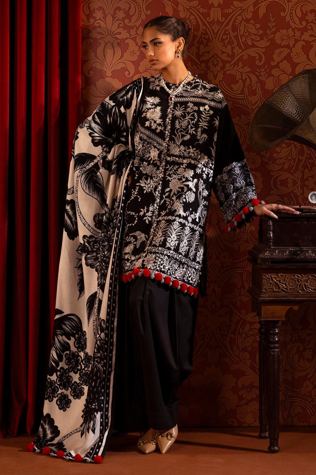 Sana Safinaz | Muzlin Winter 2024 |  M243-001B-3CO by Sana Safinaz - Designer Dress - Type: Ladies Clothes - Available at Libayah - 100% Original