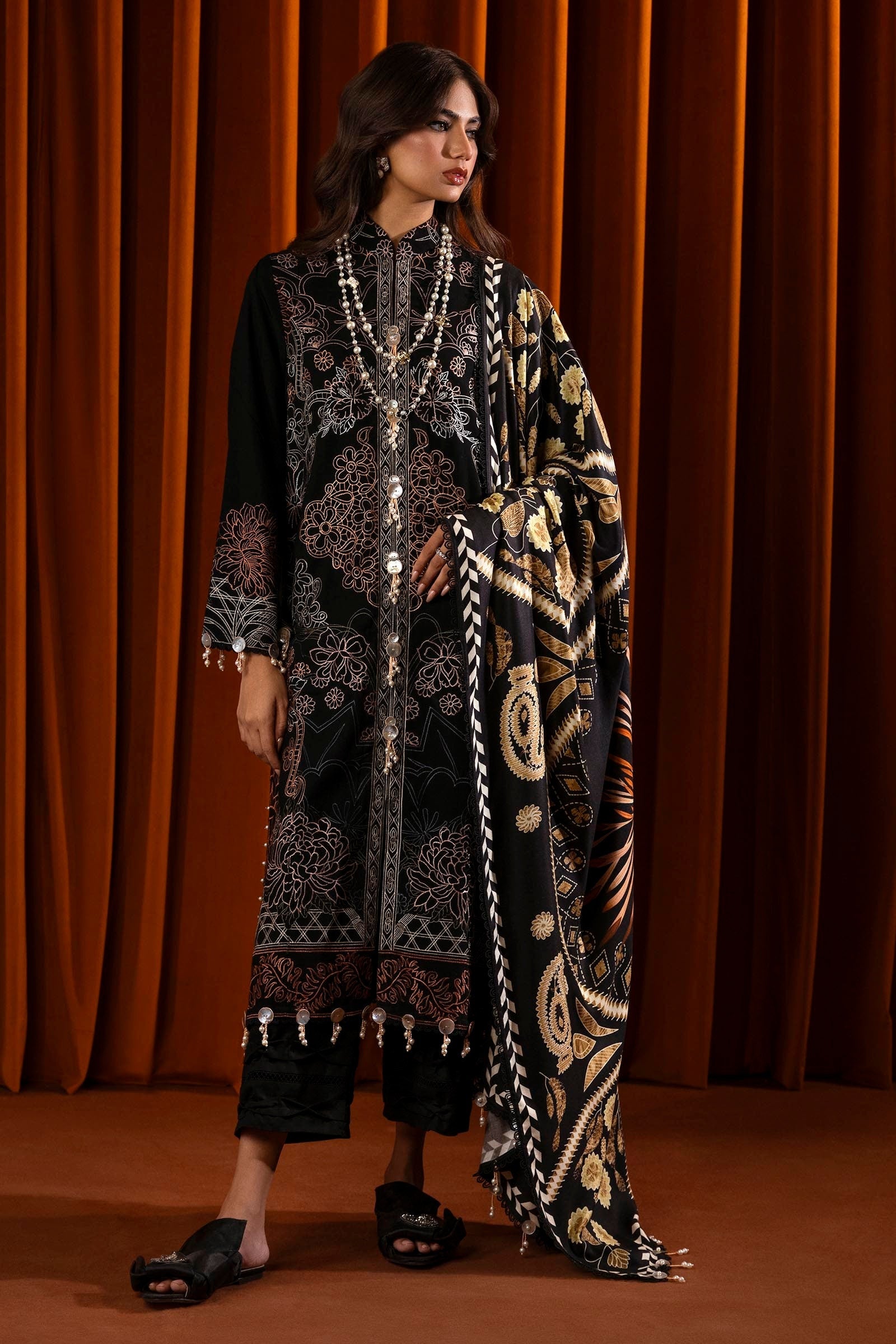 Sana Safinaz | Muzlin Winter 2024 |  M243-004B-3CP by Sana Safinaz - Designer Dress - Type: Ladies Clothes - Available at Libayah - 100% Original
